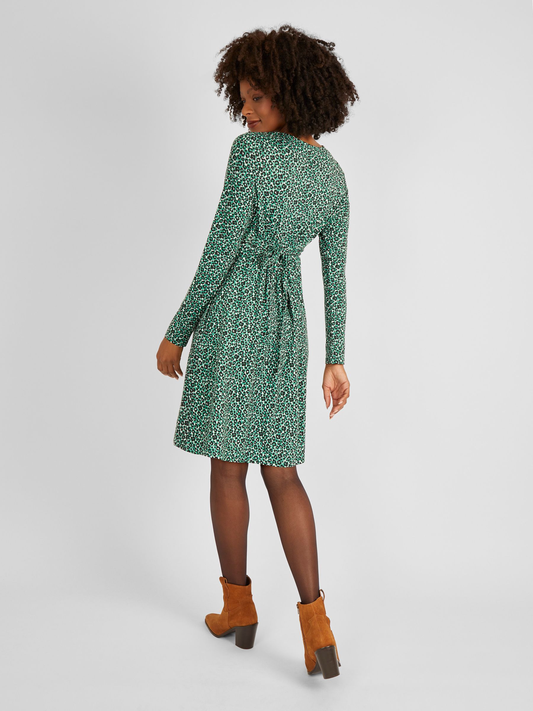 Green Animal Print Maternity & Nursing Dress - Image 3 of 4