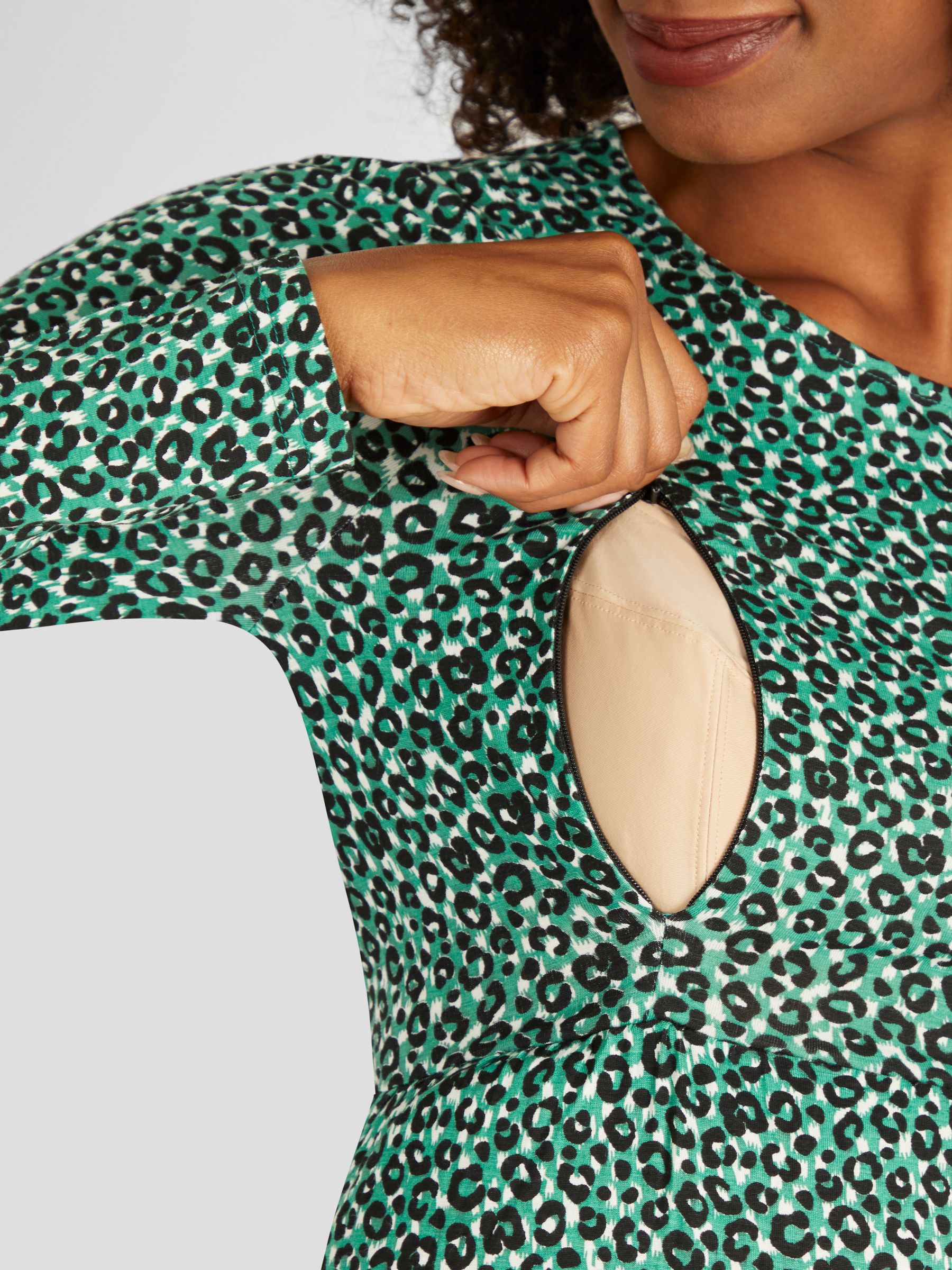 Green Animal Print Maternity & Nursing Dress - Image 4 of 4