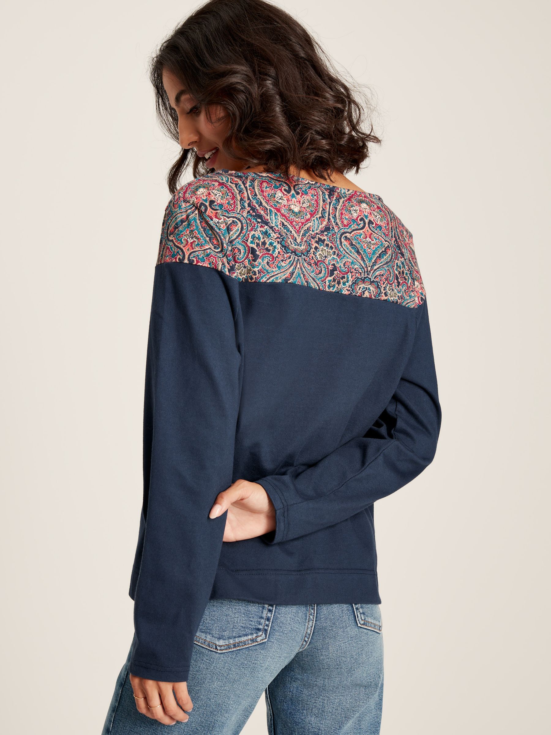 Harbour Navy Paisley Long Sleeve Breton Top - Image 2 of 7