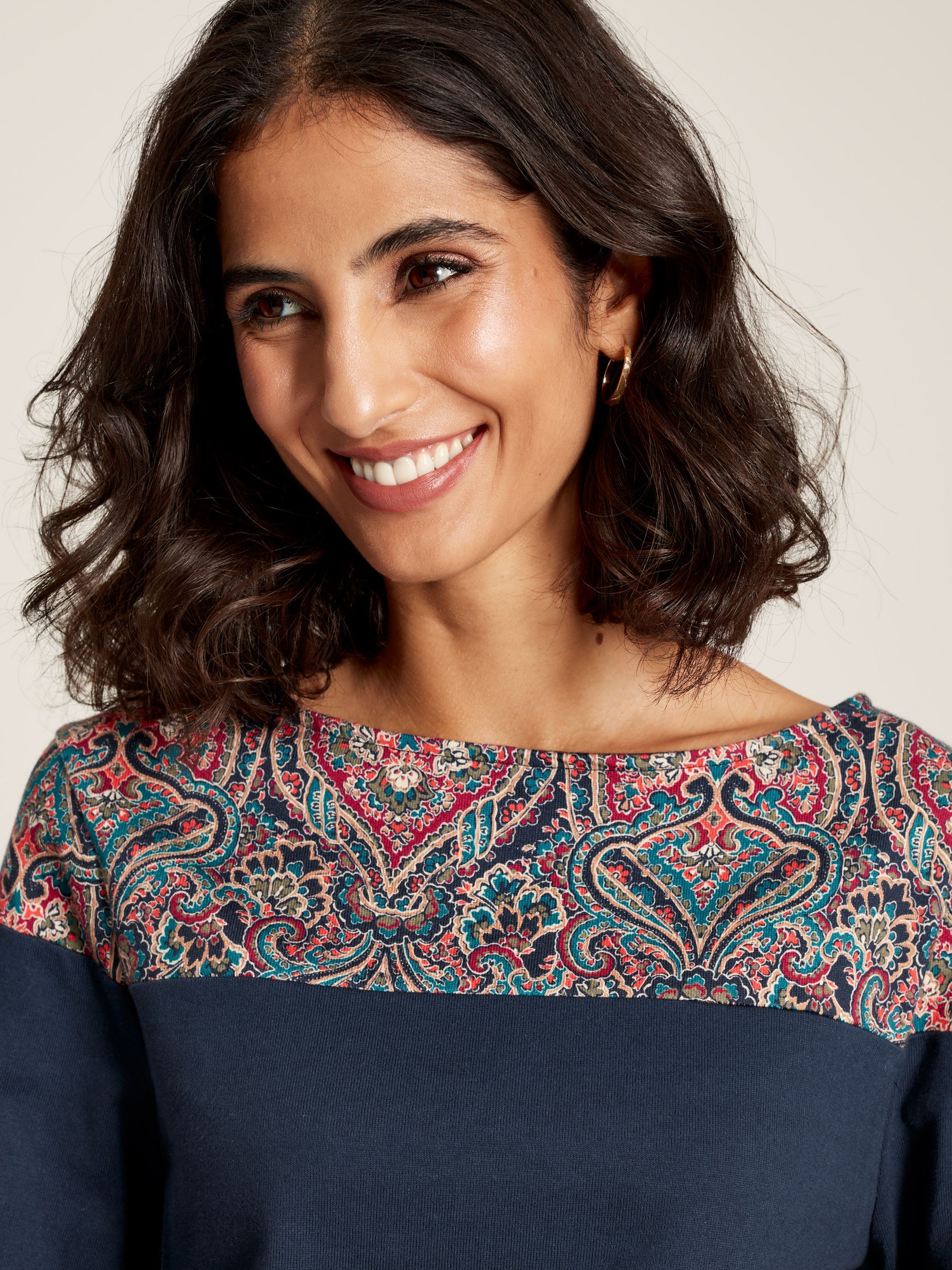 Harbour Navy Paisley Long Sleeve Breton Top - Image 5 of 7