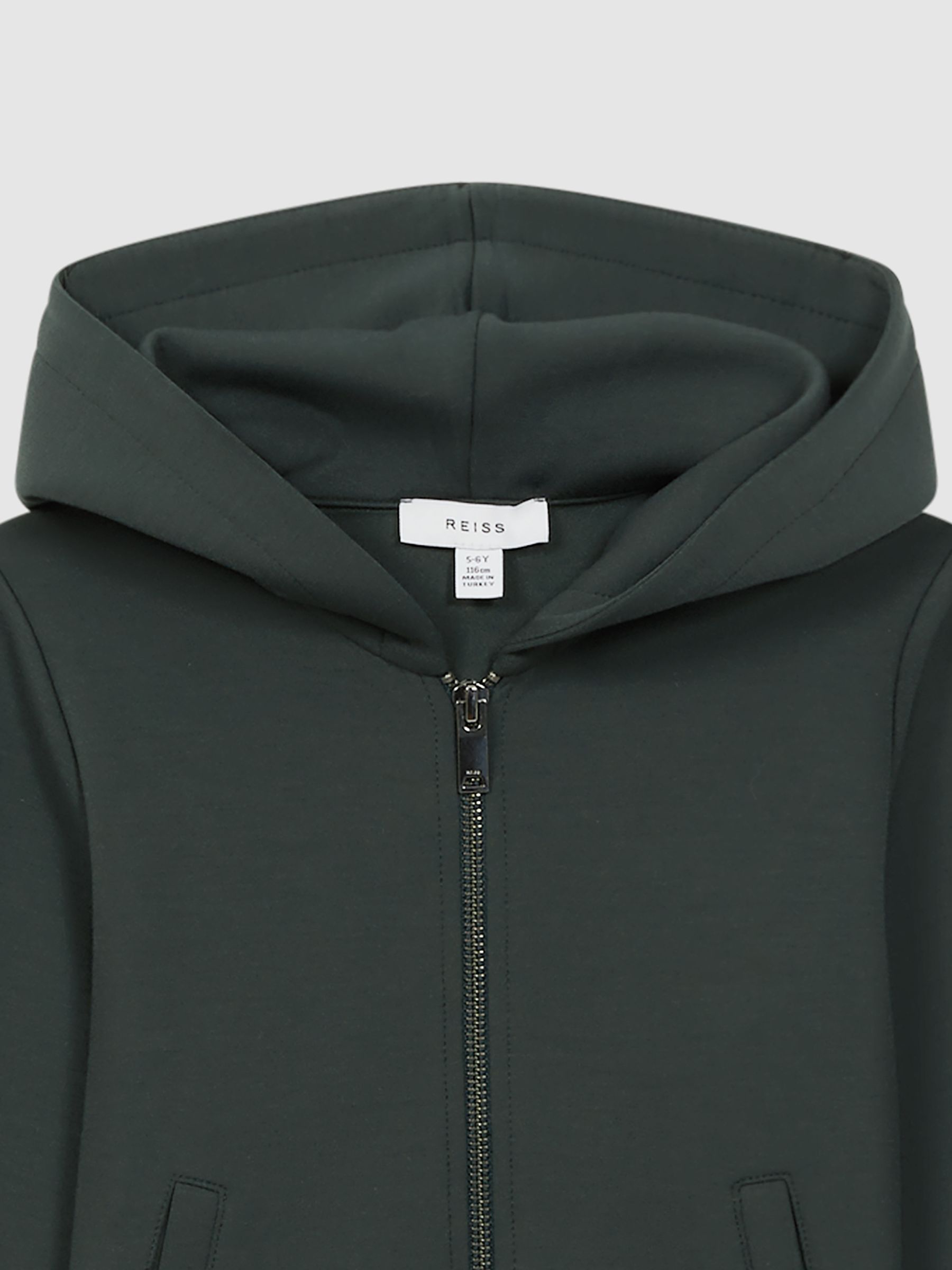 Junior Zip-Through Hoodie in Forest Green - Image 6 of 6