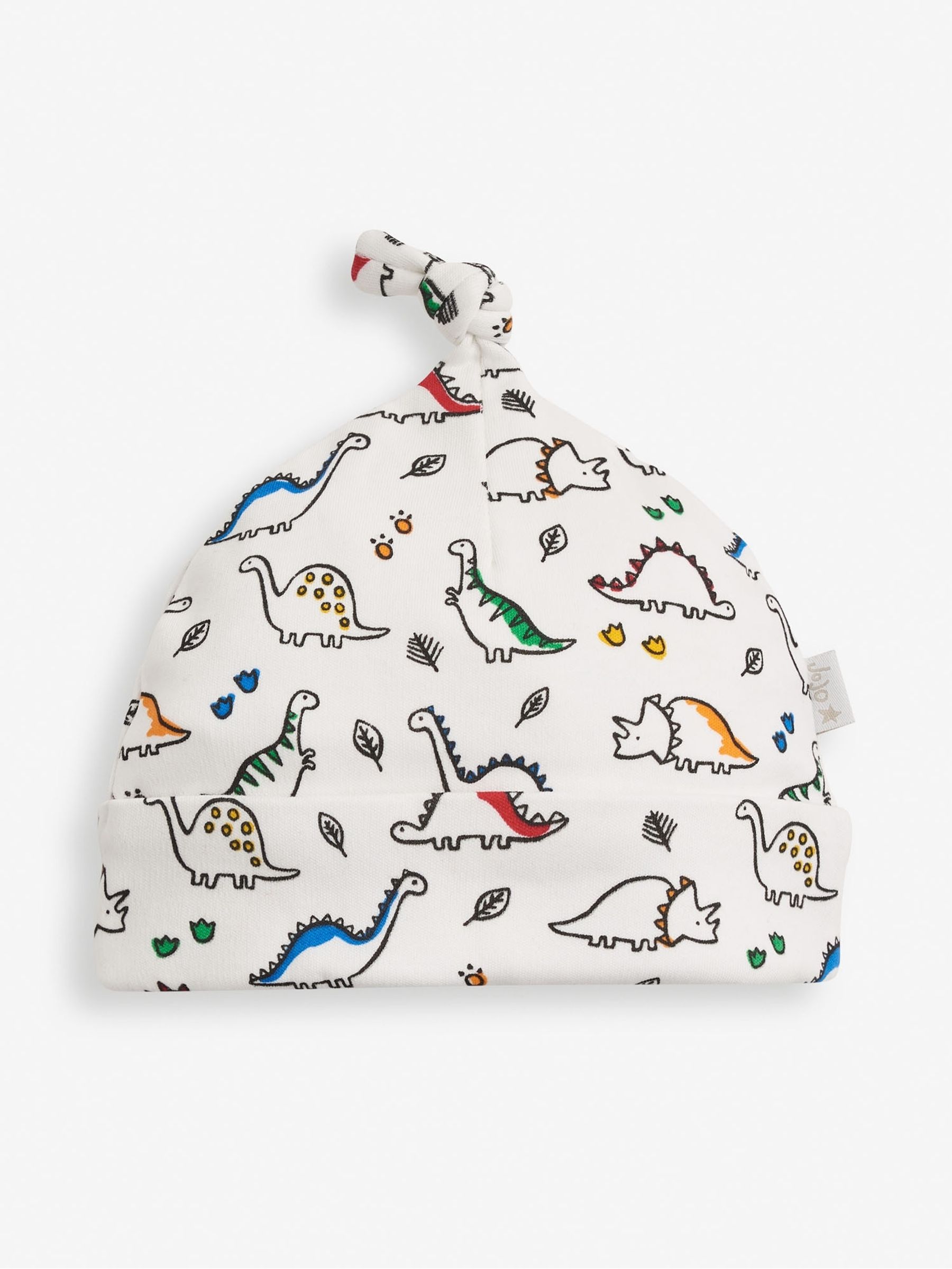 White Dinosaur Print Cotton Baby Hat - Image 1 of 2