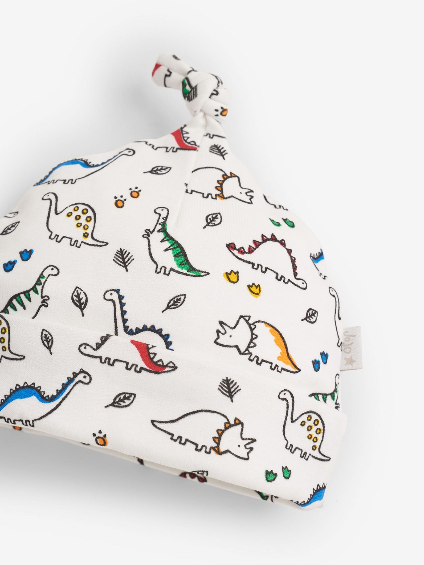 White Dinosaur Print Cotton Baby Hat - Image 2 of 2