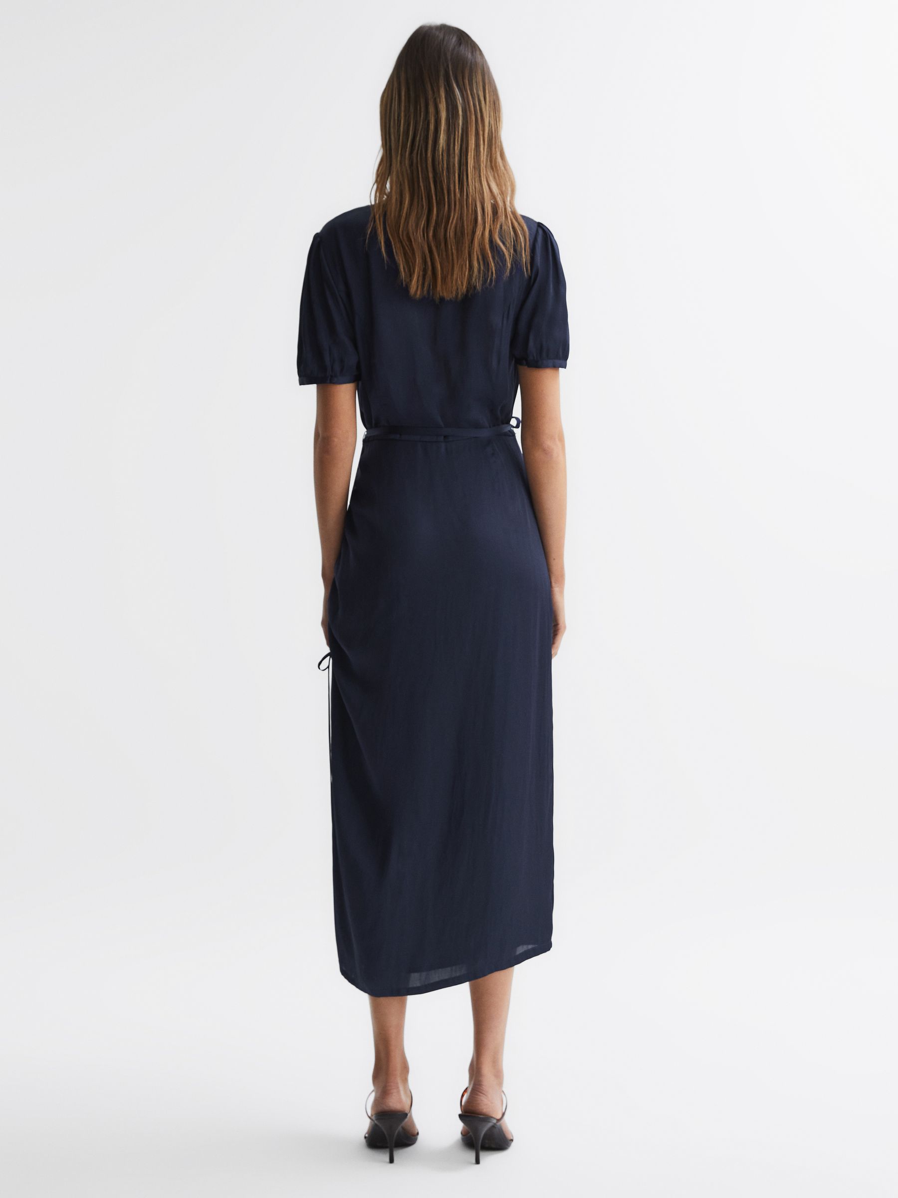 Paige V-Neck Belted Midi Dress in Dark Galaxy - Image 5 of 5