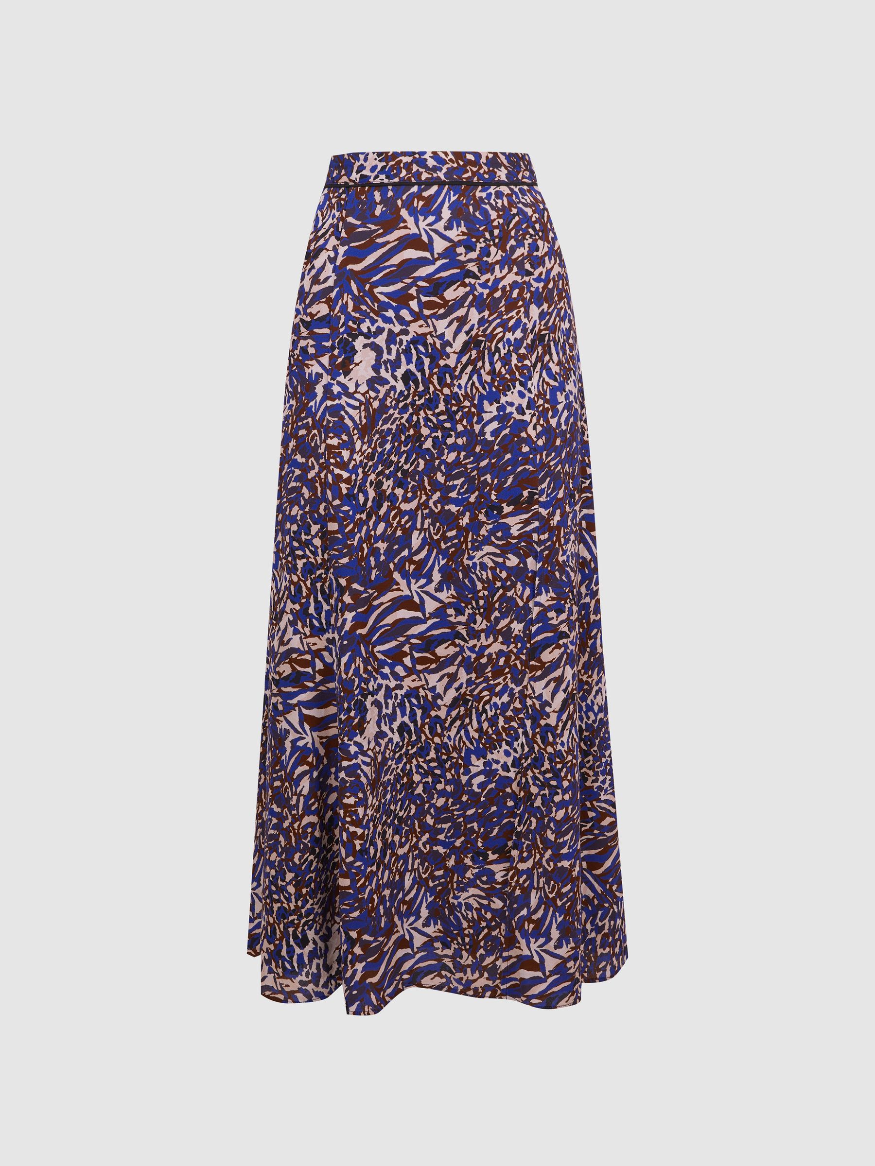 Printed Midi Skirt in Blue - Image 2 of 6