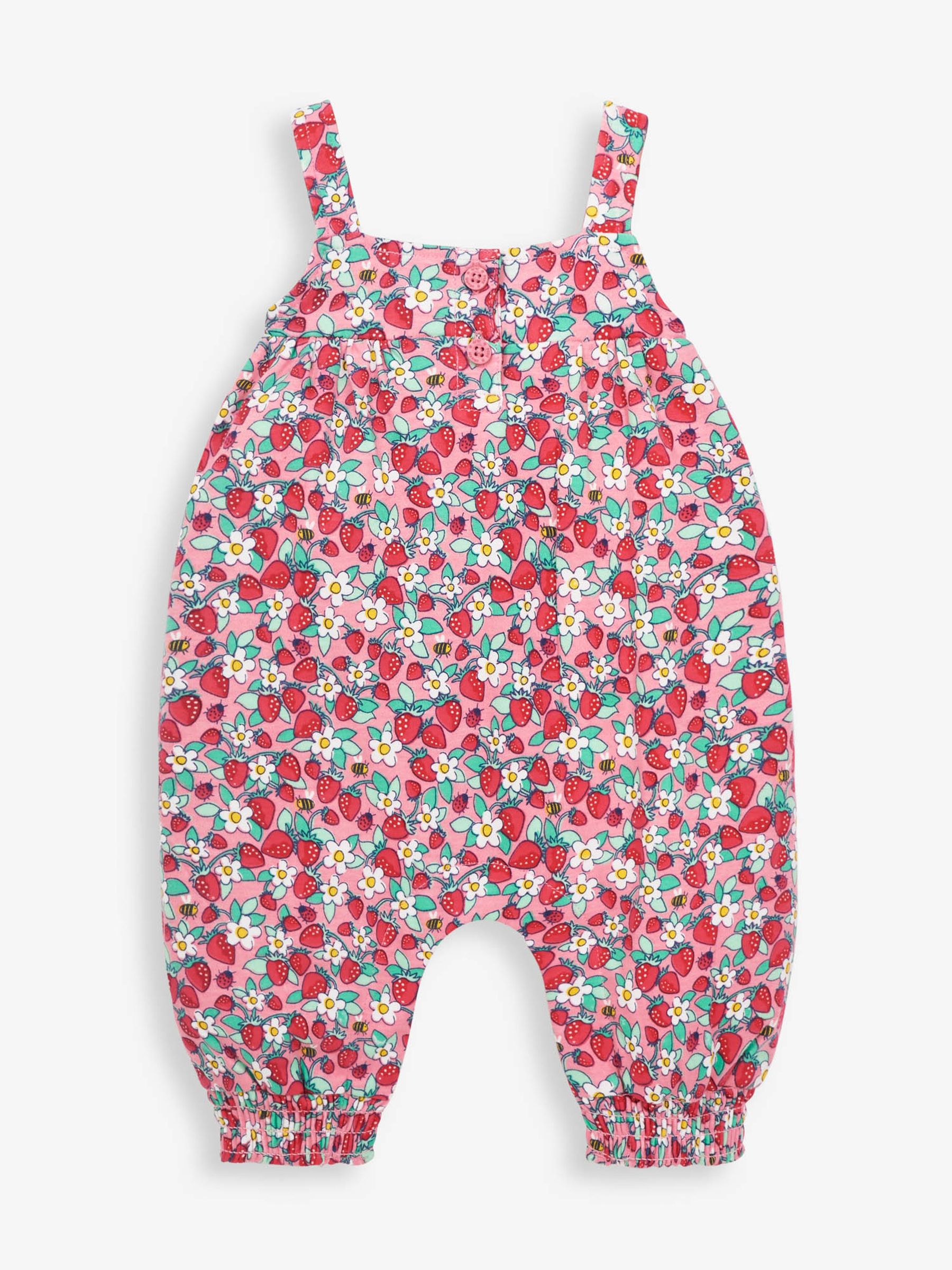 Pink Girls Pretty Strawberry Print Jumpsuit - Image 1 of 2