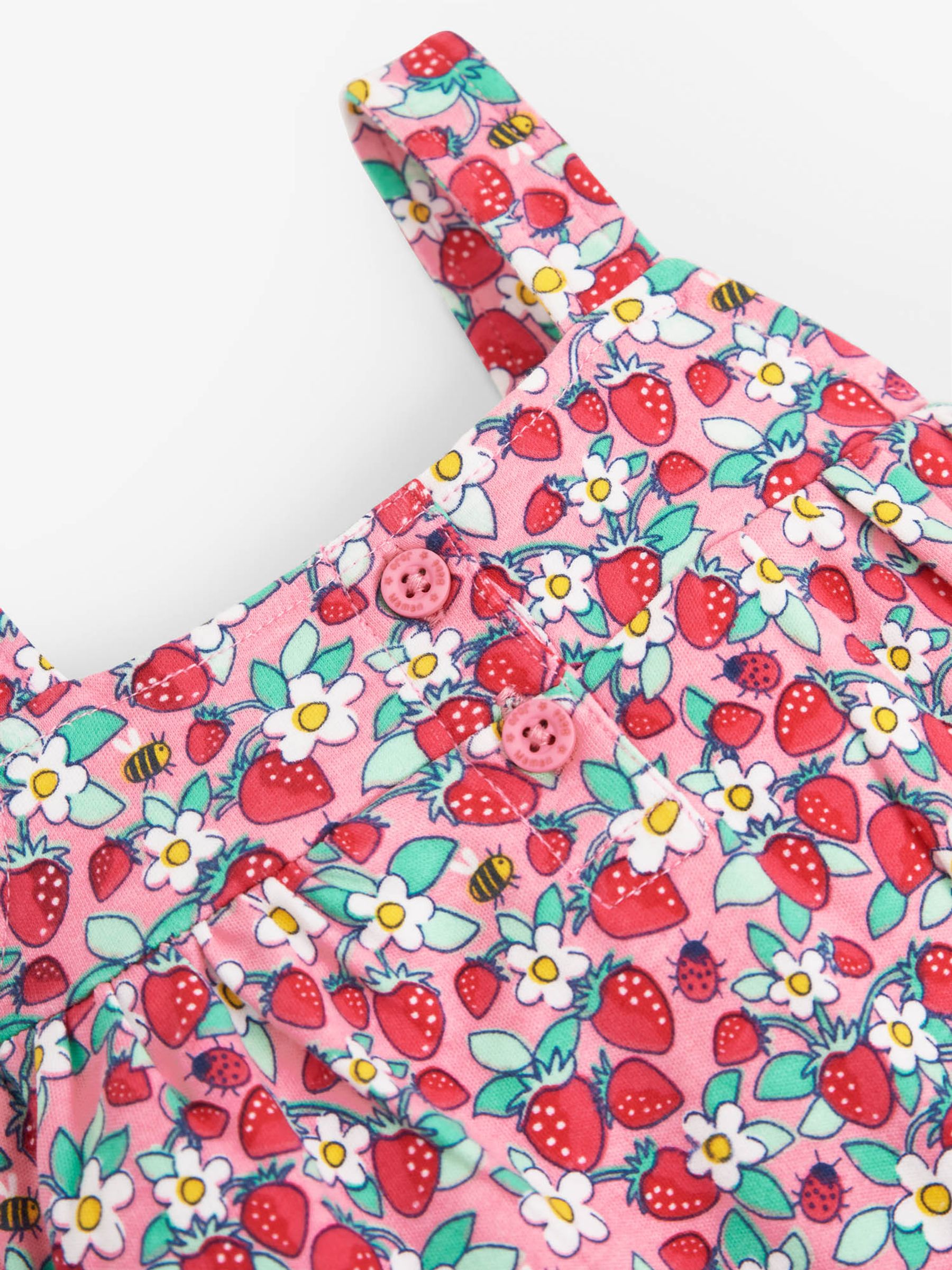Pink Girls Pretty Strawberry Print Jumpsuit - Image 2 of 2