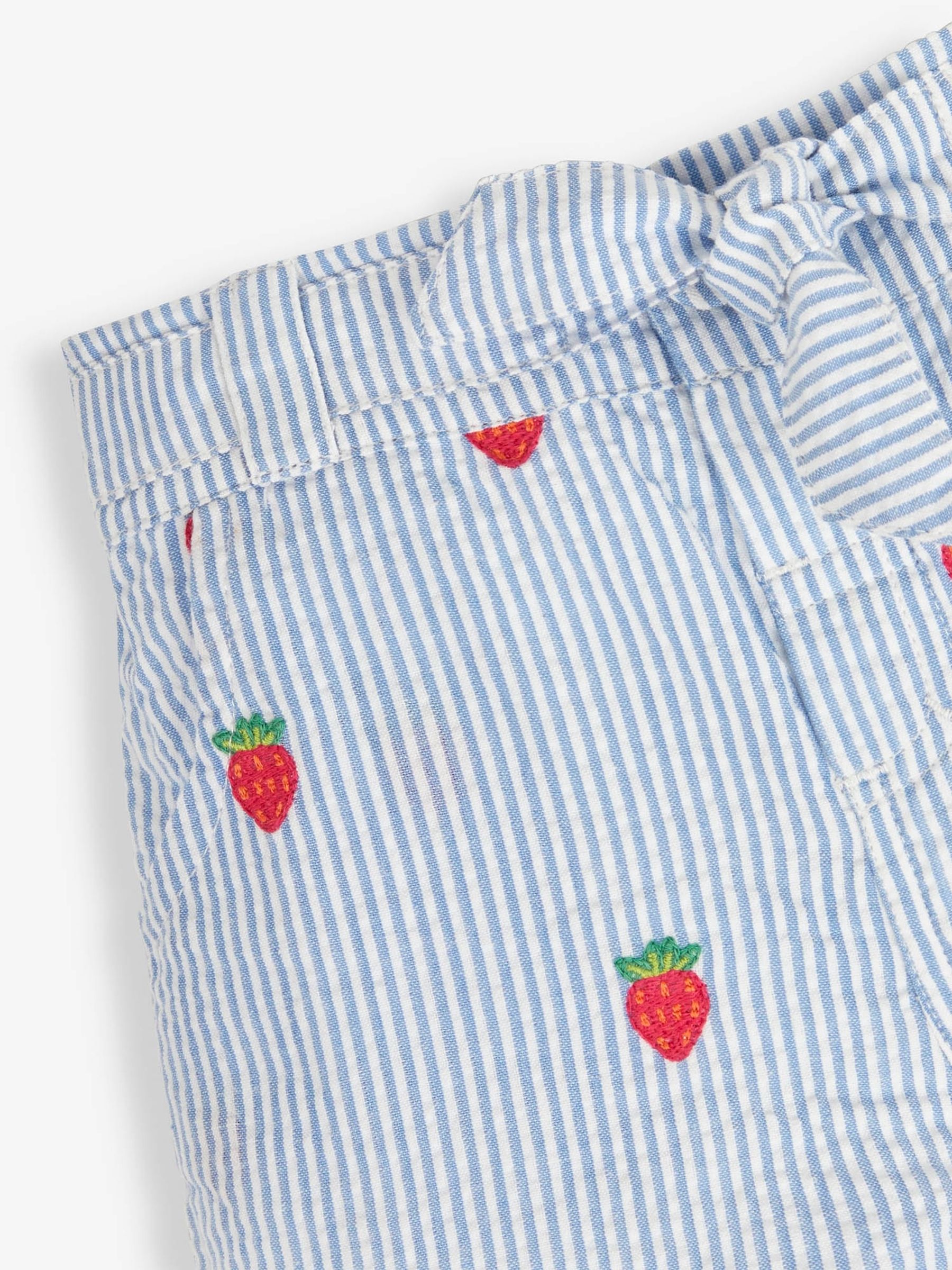 Blue Strawberry Embroidered Seersucker Shorts - Image 2 of 2