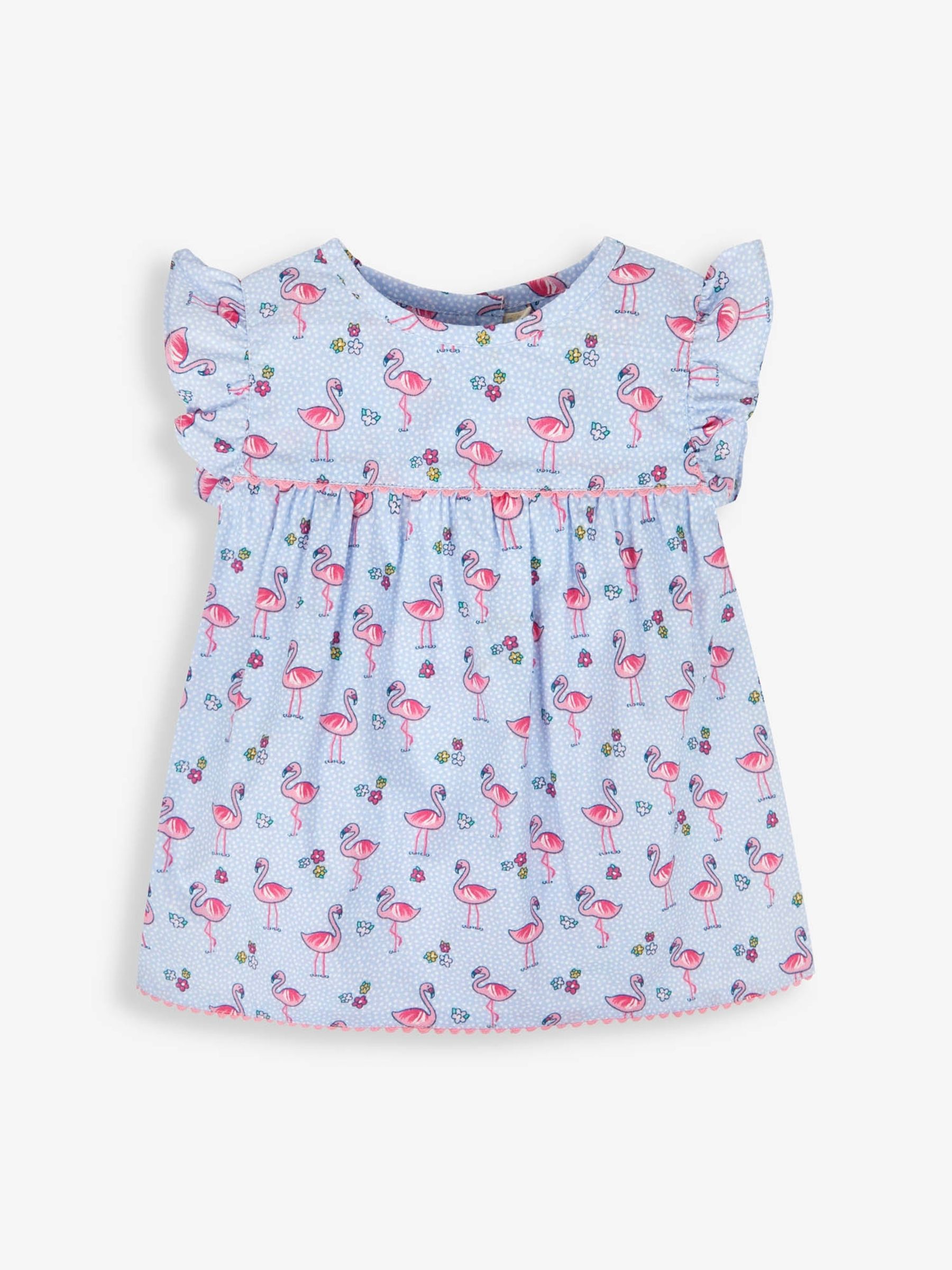 Blue Flamingo Print Blouse - Image 1 of 2
