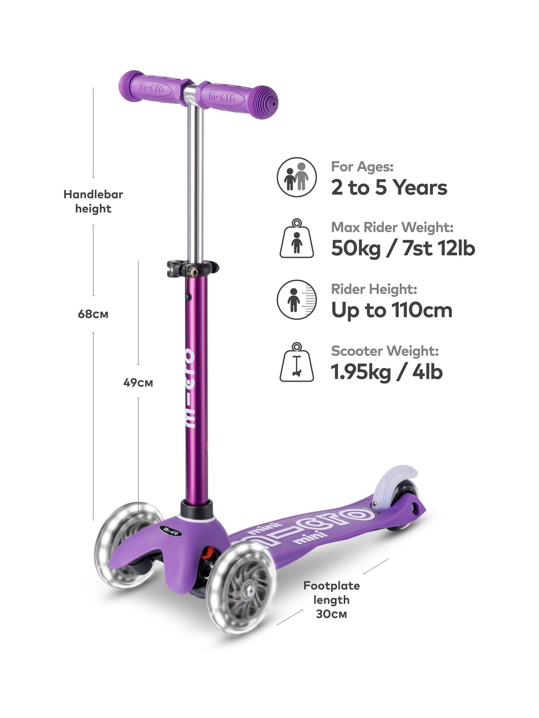 Purple Micro Scooters Mini Micro Deluxe LED Scooter - Image 1 of 9