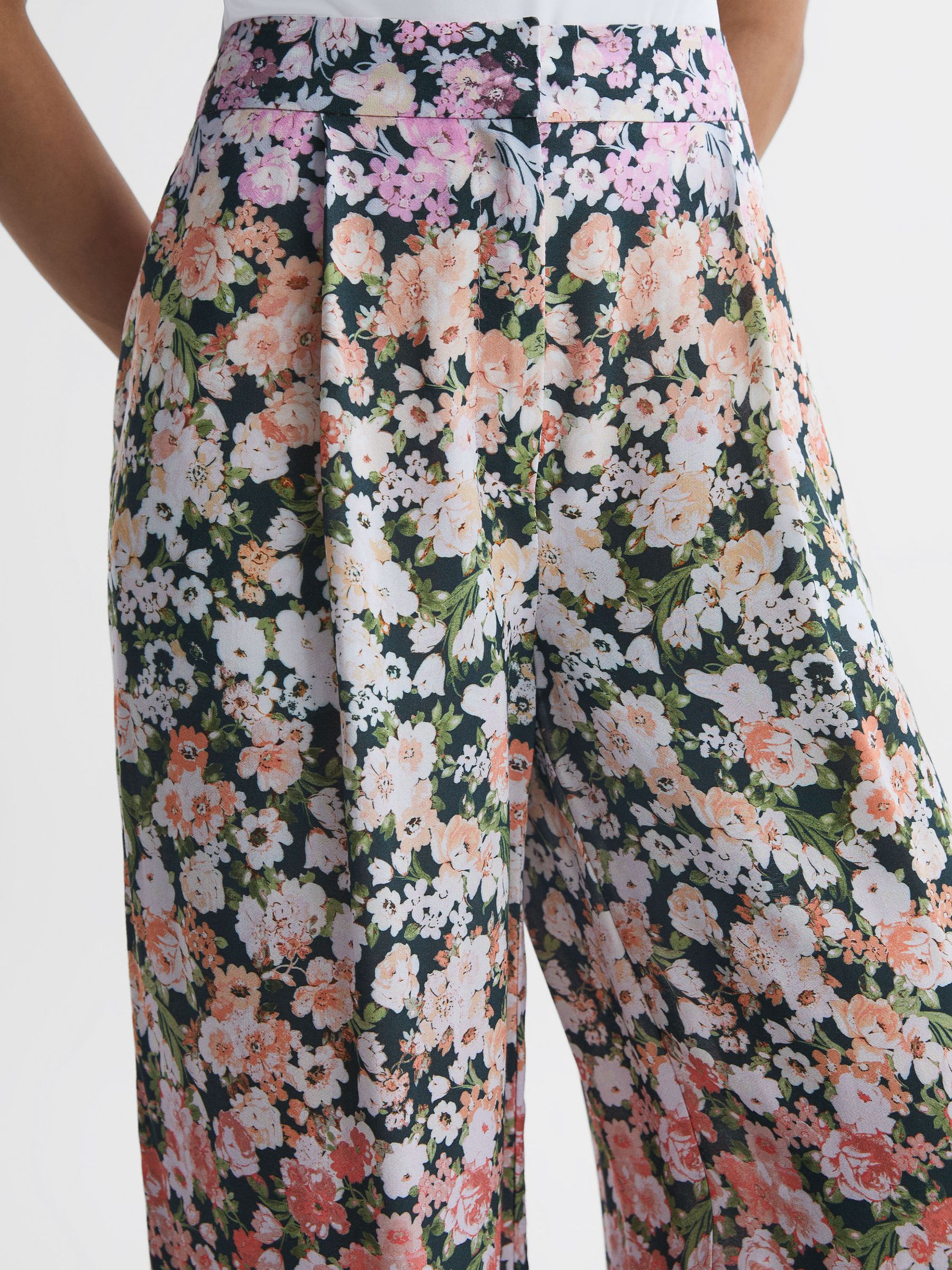 Floral Print Wide Leg Trousers in Multi - Image 3 of 5