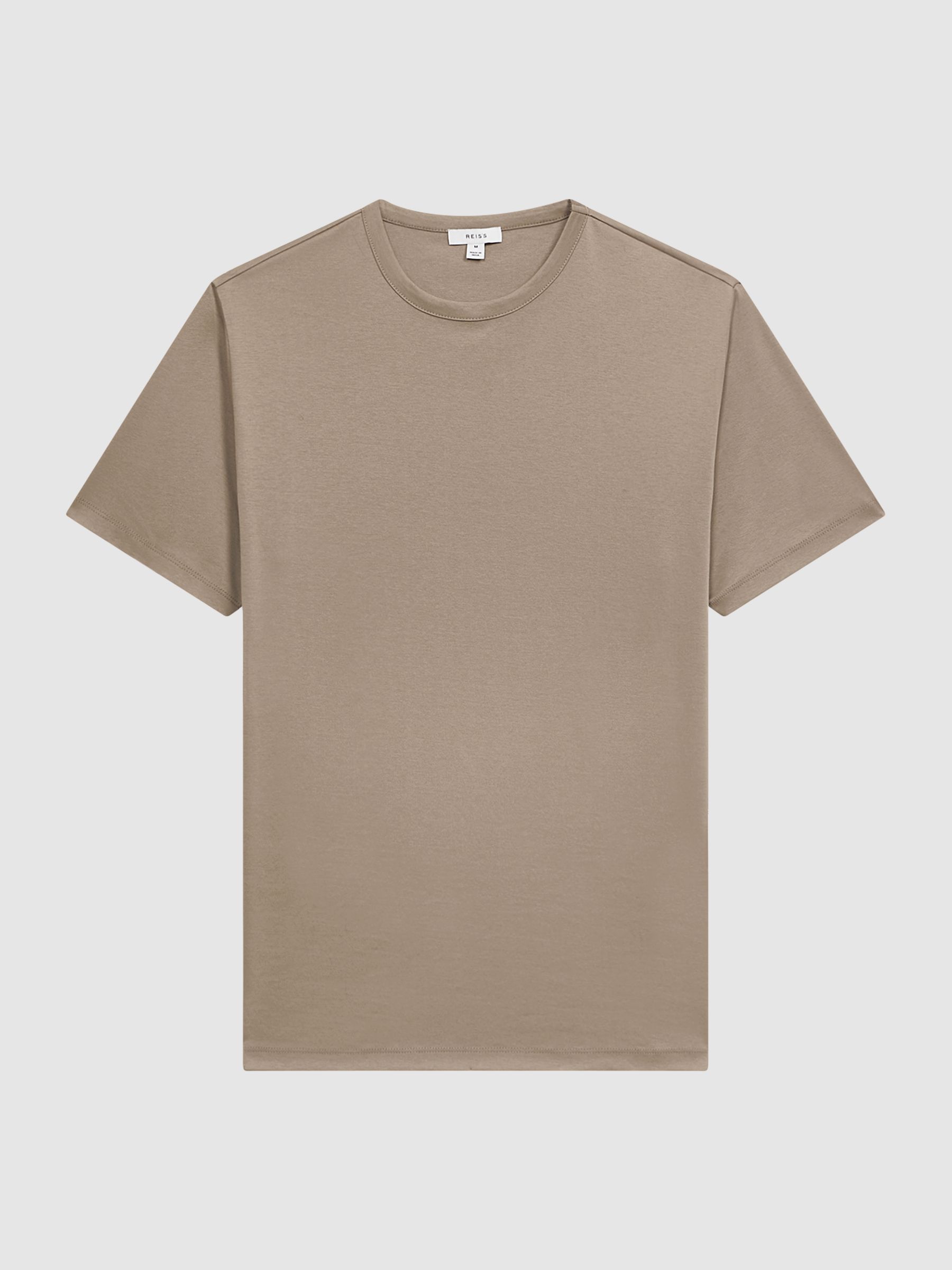 Mercerised Cotton Crew Neck T-Shirt in Mink - Image 2 of 5