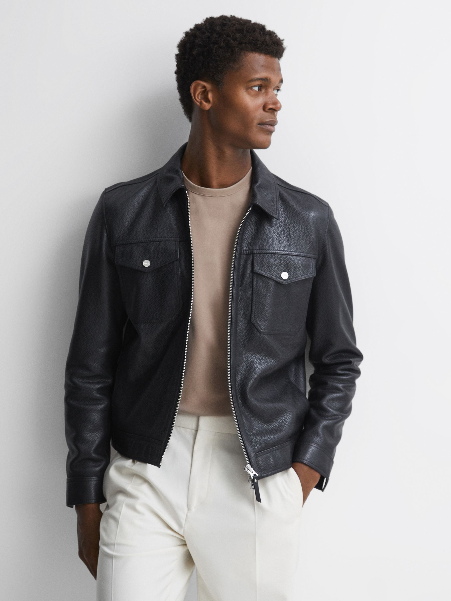 Mercerised Cotton Crew Neck T-Shirt in Mink - Image 3 of 5