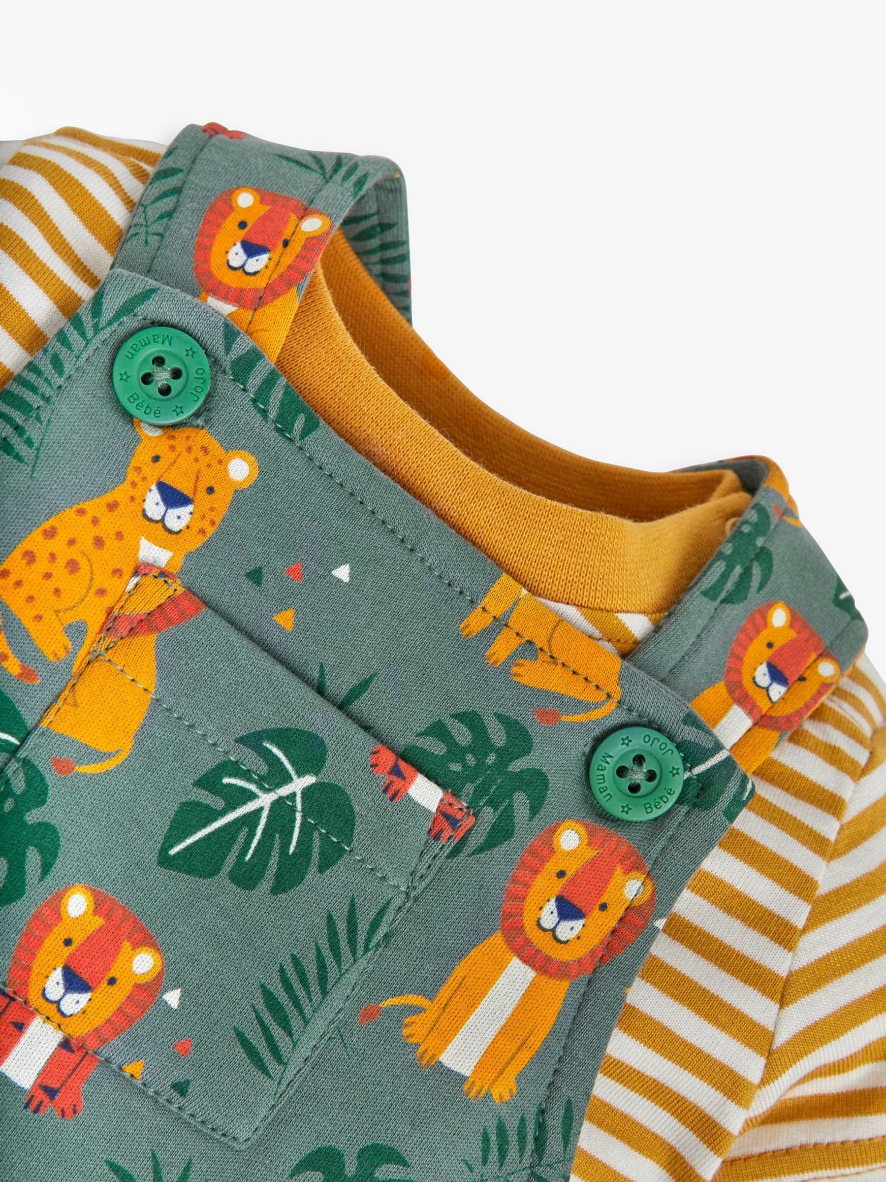 Khaki 2-Piece Big Cats Print Short Dungarees & Top Set - Image 4 of 4