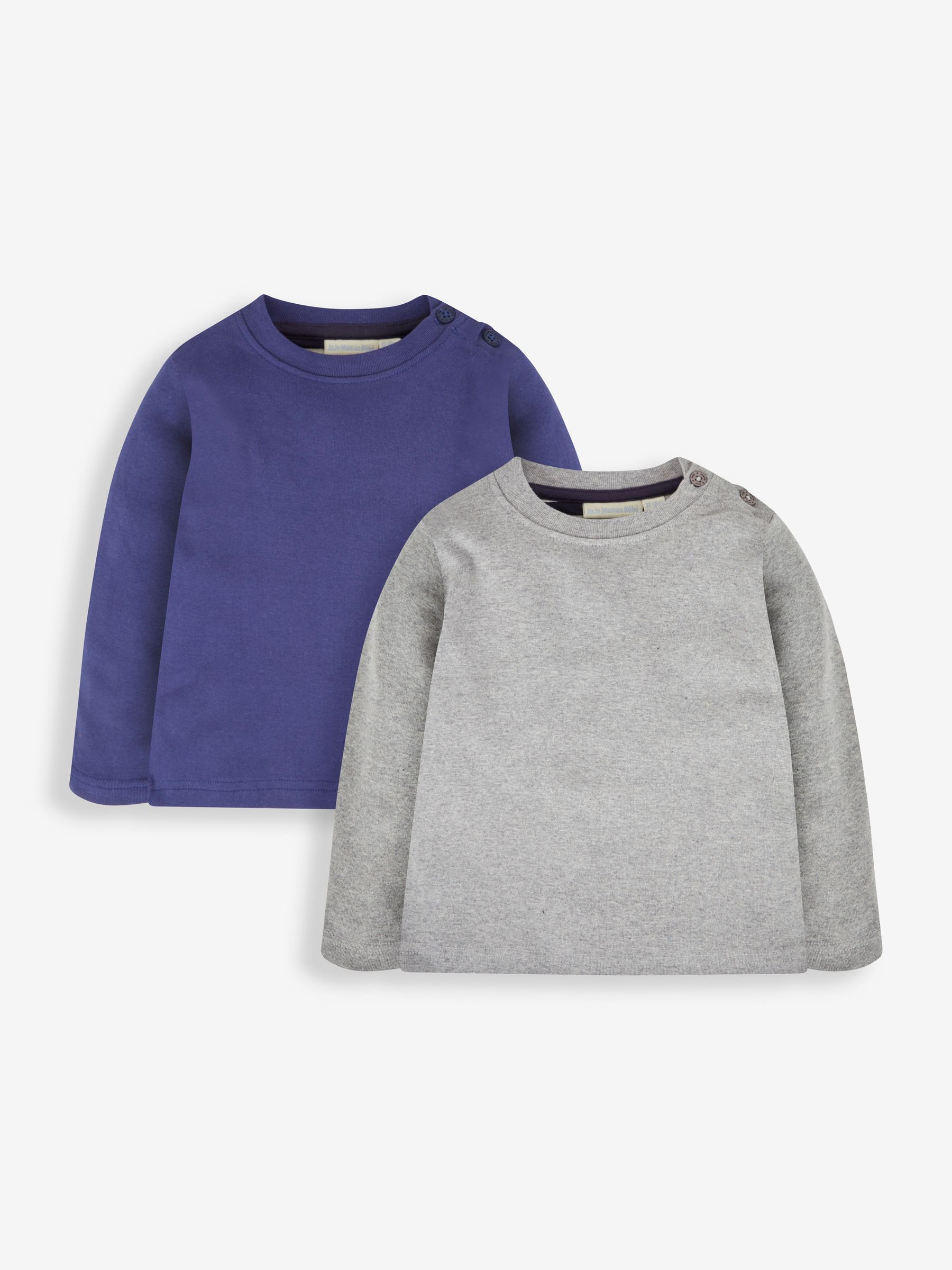 Navy & Grey 2-Pack Plain Long Sleeved Tops - Image 1 of 7