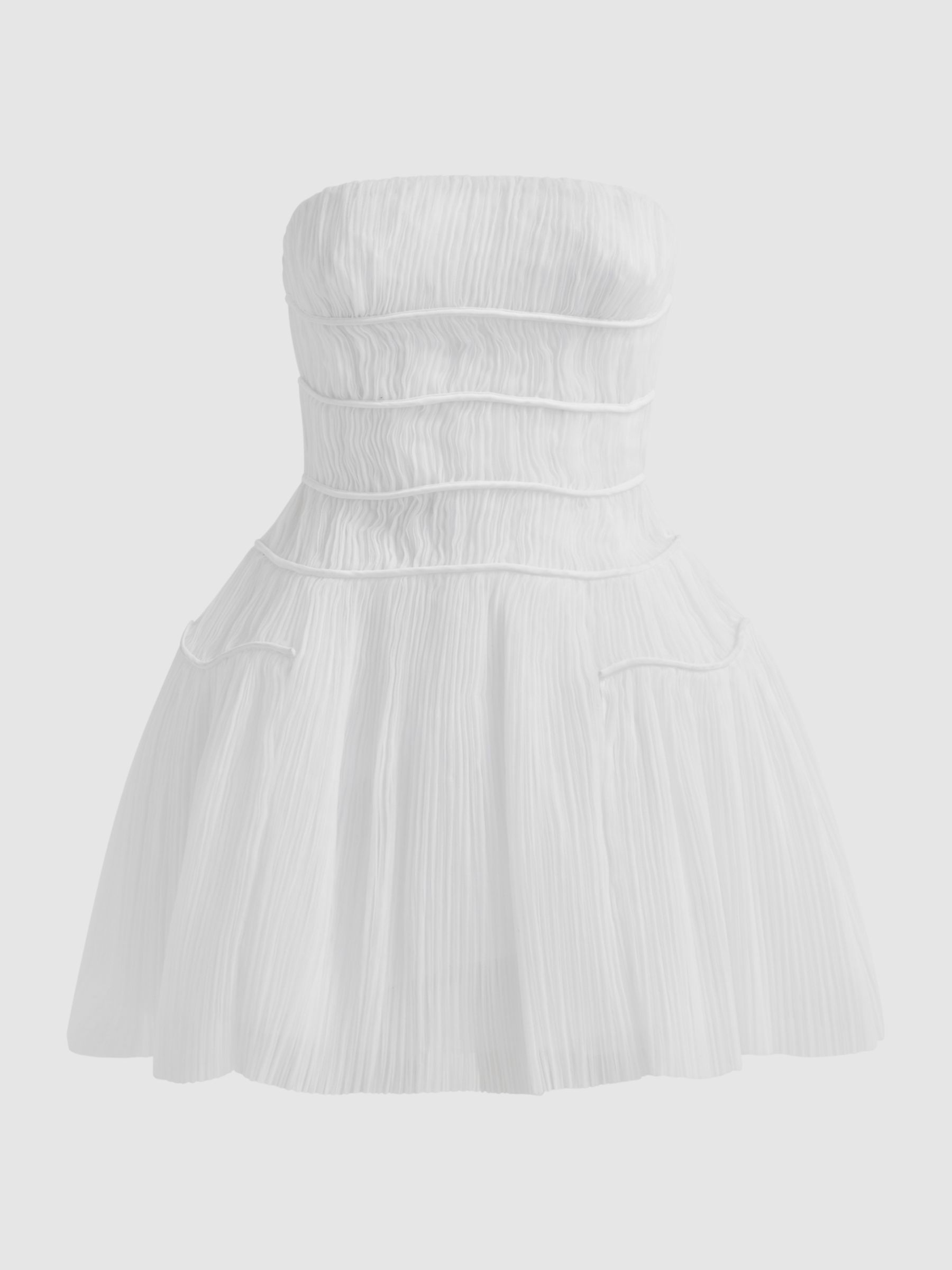 Rachel Gilbert Strapless Pleated Mini Dress in Ivory - Image 2 of 6