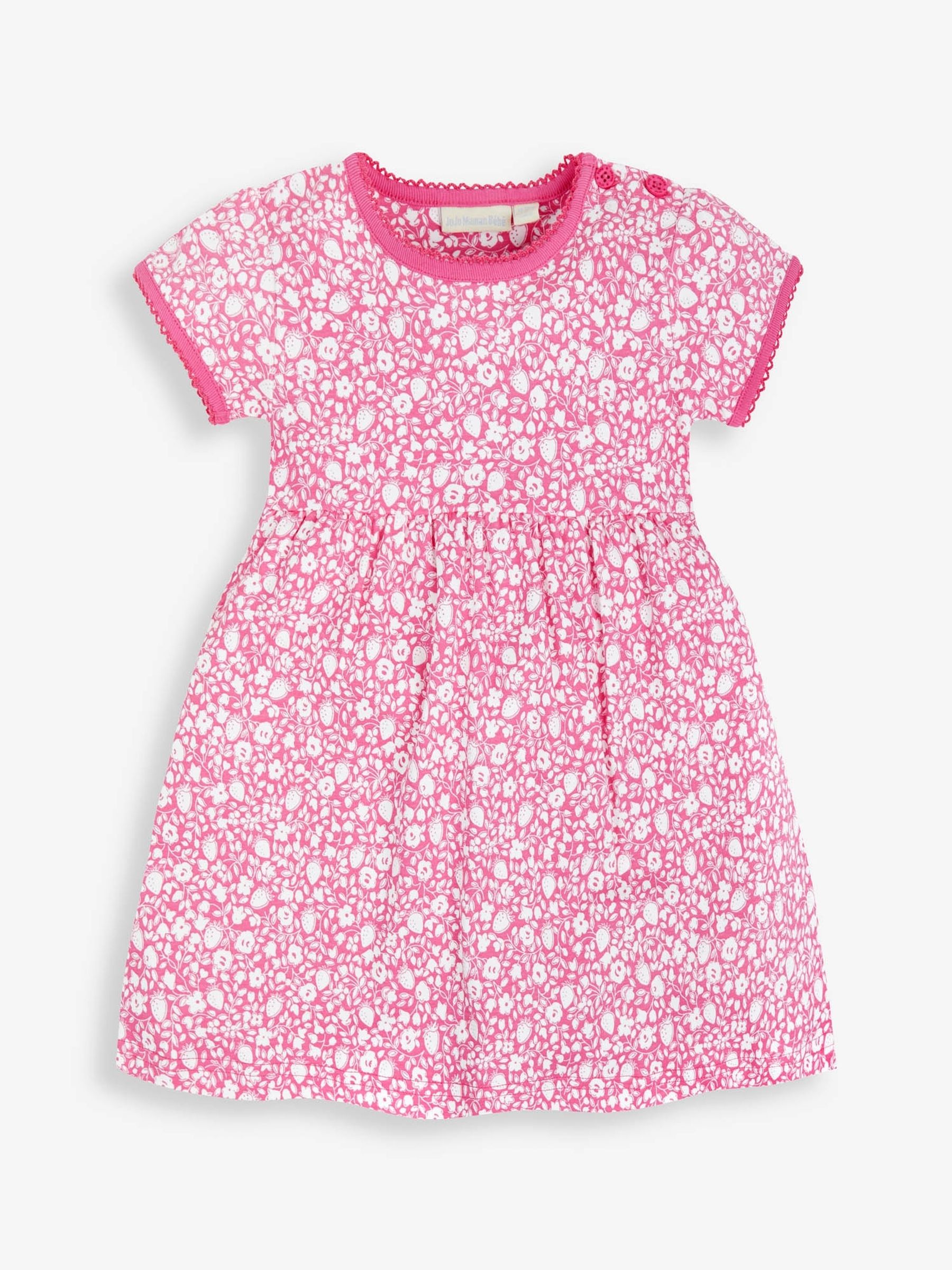 Pink Strawberry Ditsy Print Summer Dress - Image 1 of 2