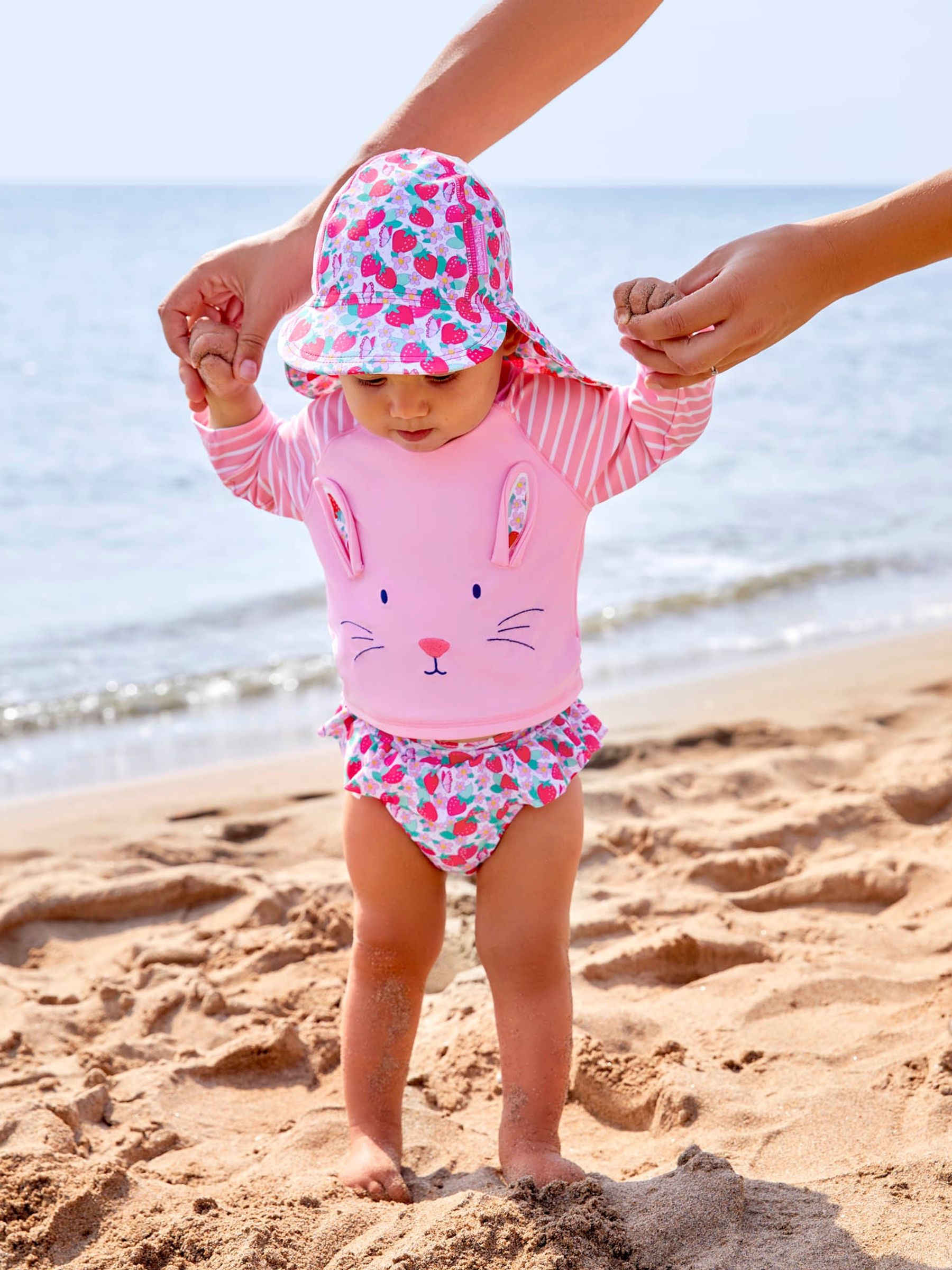 Pink Girls' Strawberry Sun Protection Hat UPF 50 - Image 4 of 5
