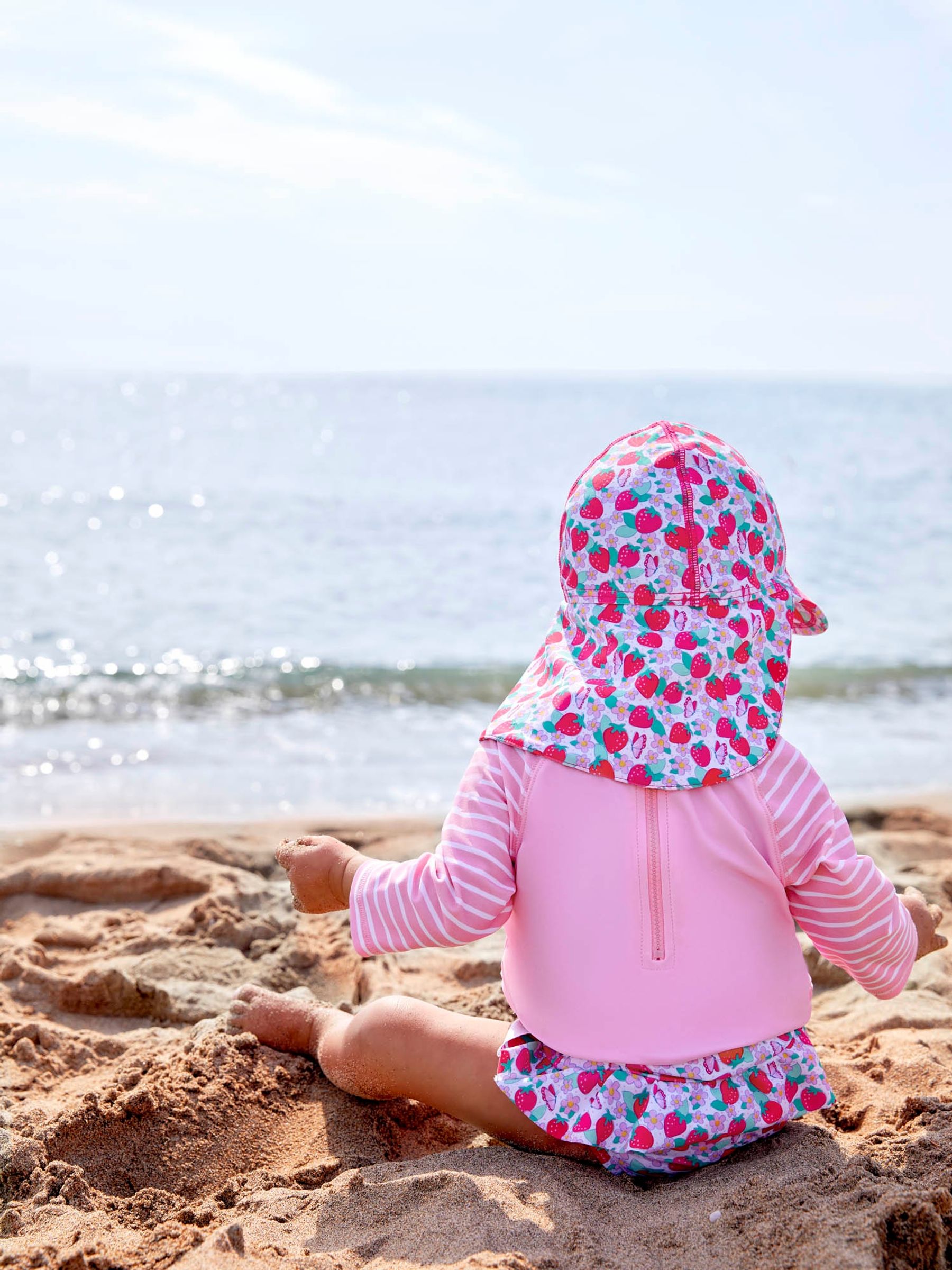 Pink Girls' Strawberry Sun Protection Hat UPF 50 - Image 5 of 5