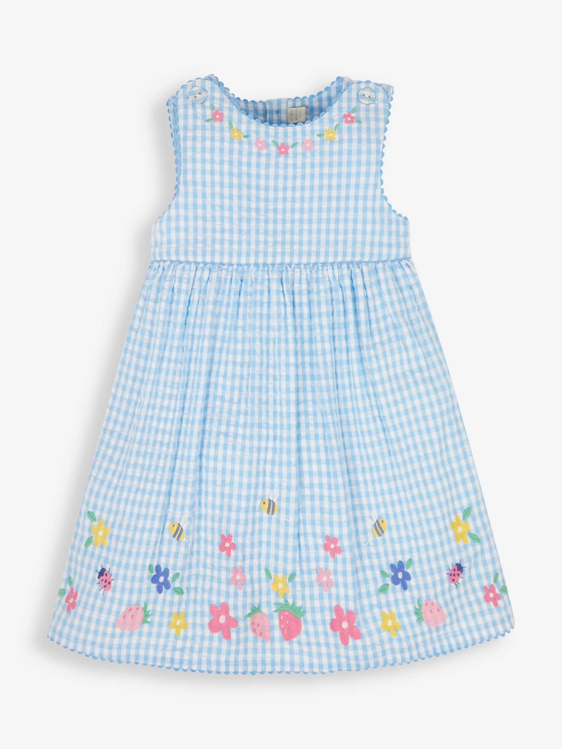 Blue Gingham Strawberry Appliqué Dress - Image 3 of 5