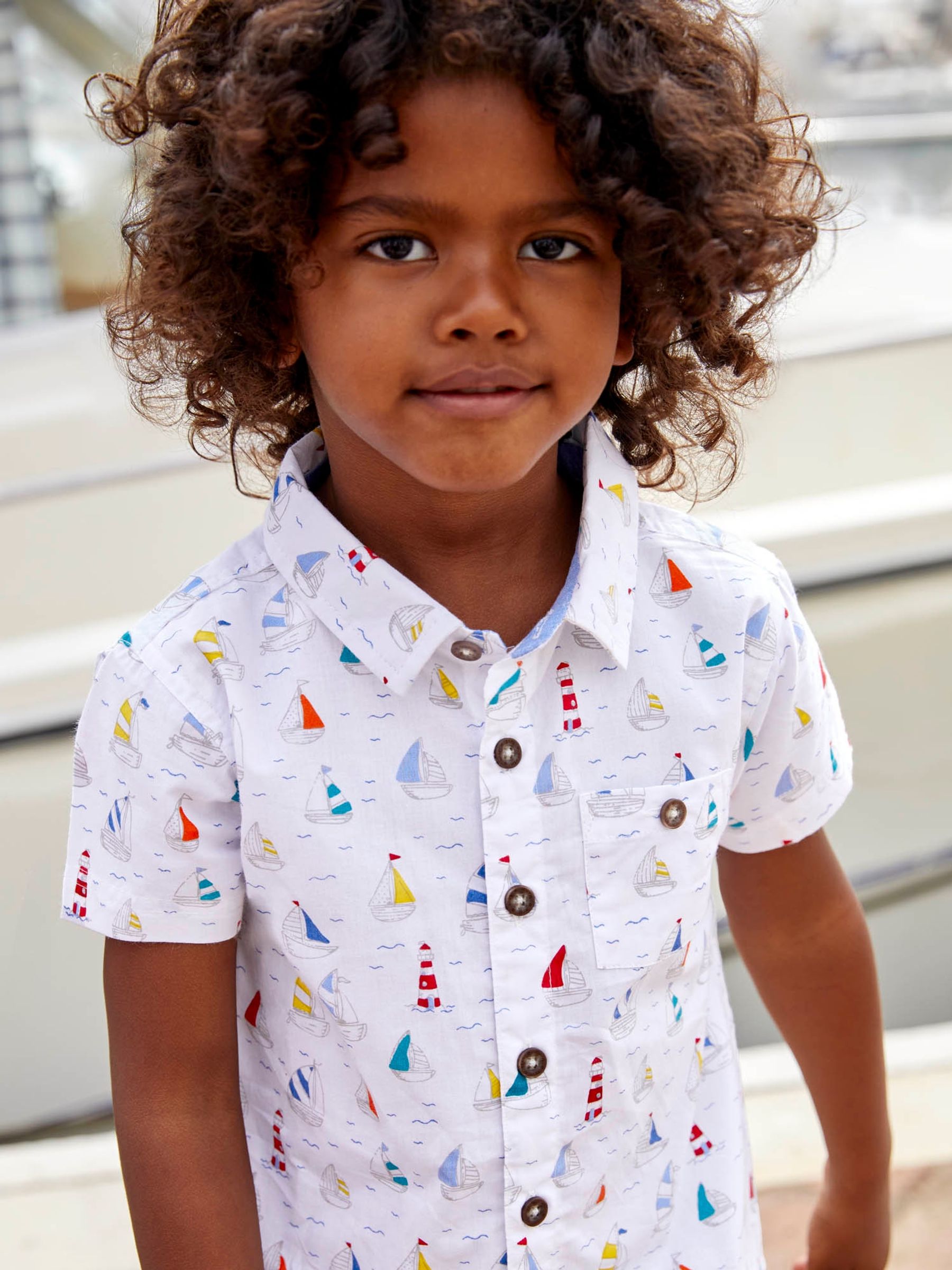 White Boys' Boat Print Shirt - Image 1 of 4