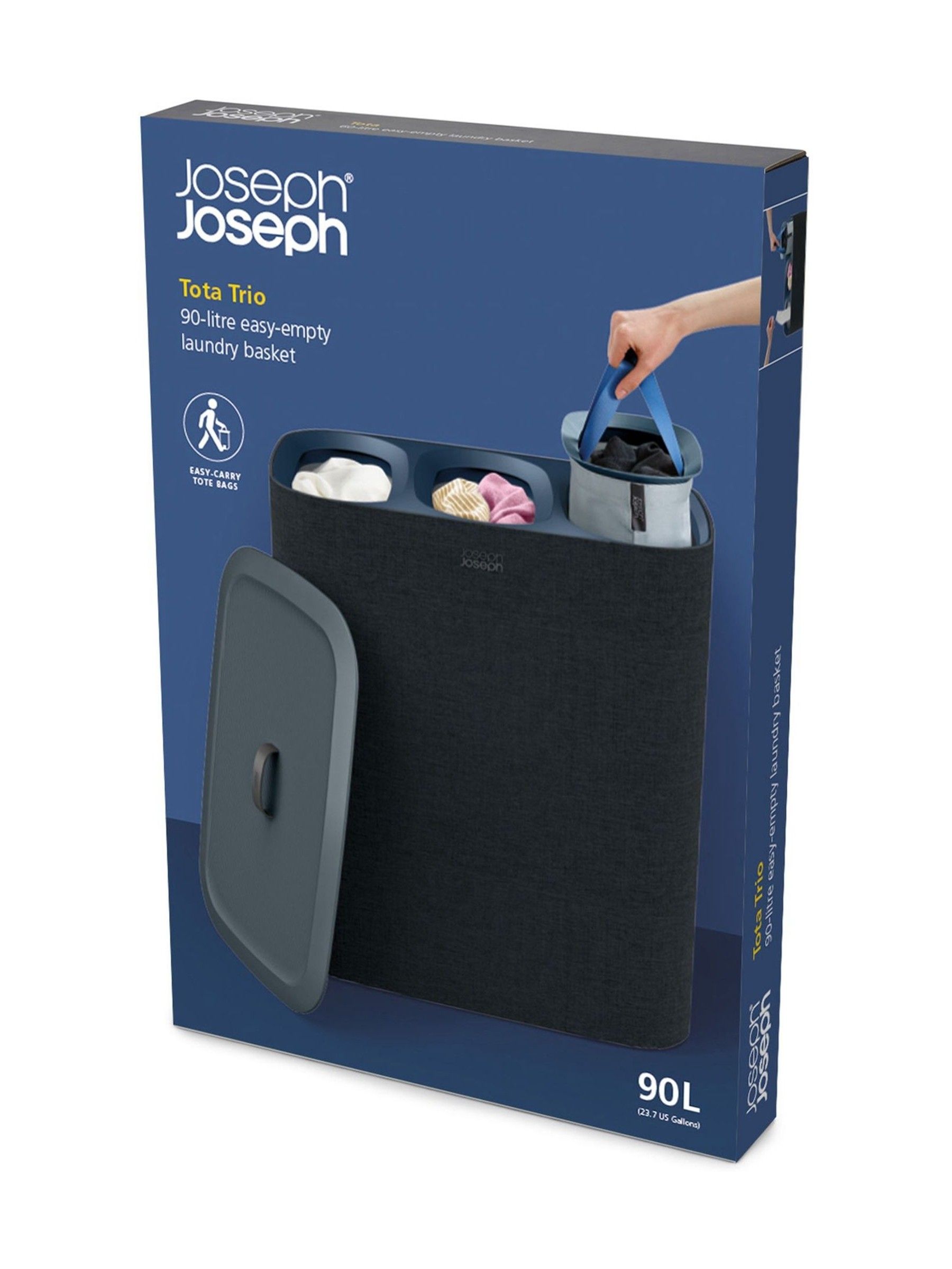 Joseph Joseph Black Tota Trio 90L Laundry Separation Basket - Image 7 of 7