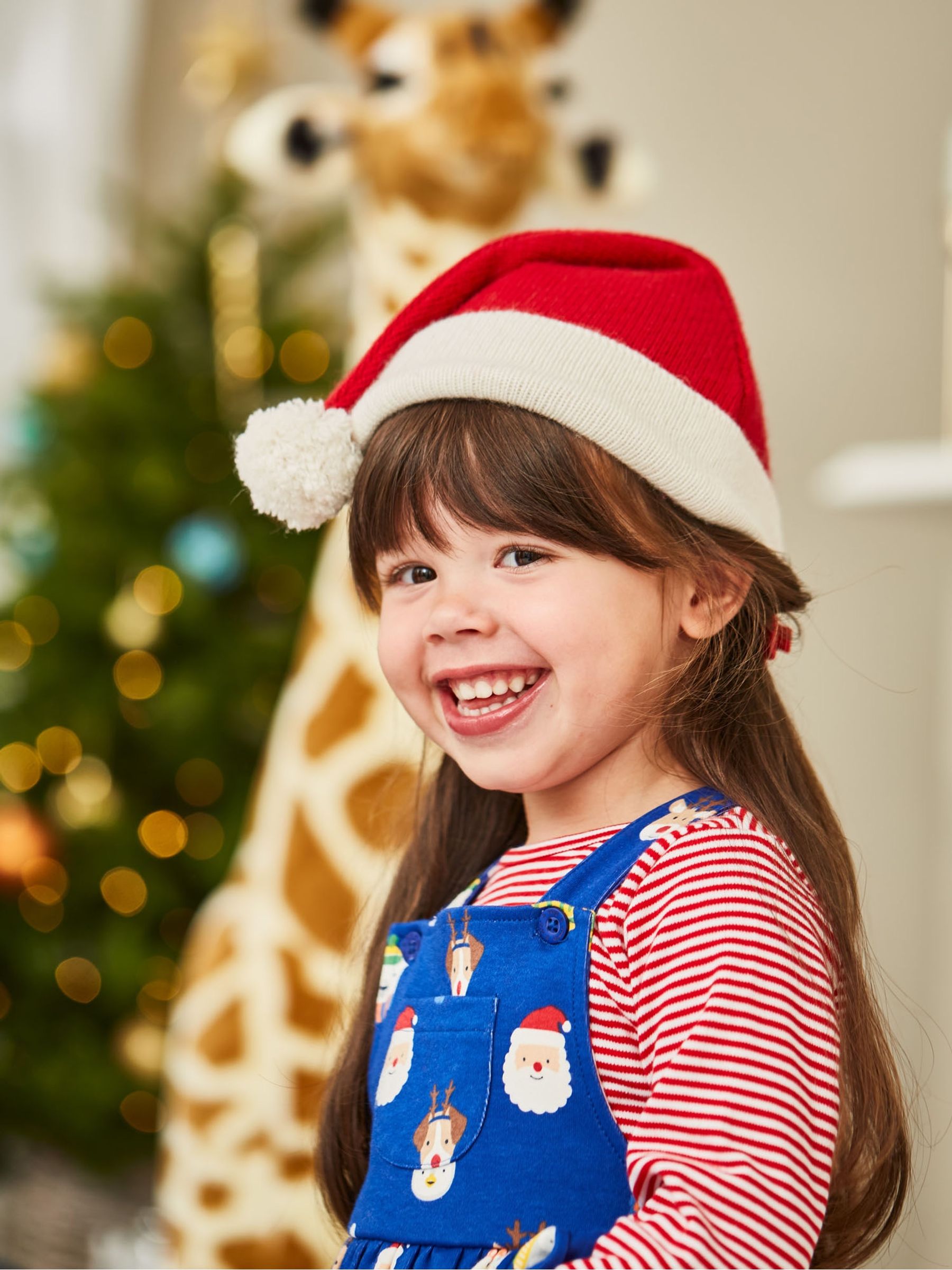 Cobalt Girls' 2-Piece Christmas Print Dungaree Dress Set - Image 2 of 6