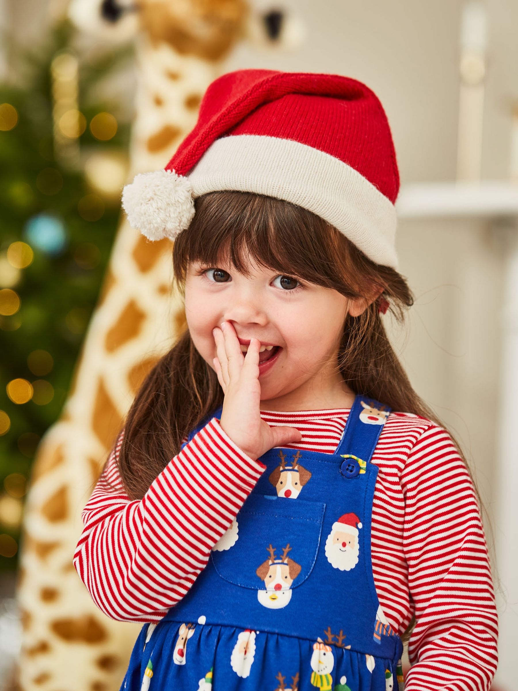 Cobalt Girls' 2-Piece Christmas Print Dungaree Dress Set - Image 3 of 6