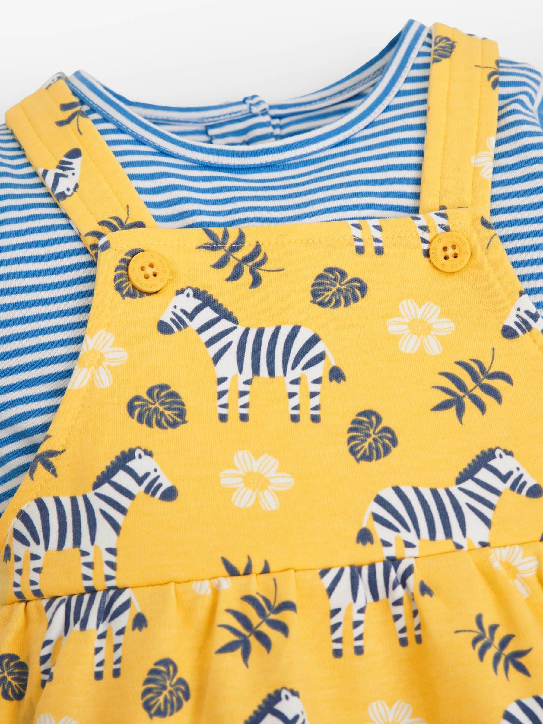 Yellow Girls 2-Piece Zebra Pinafore Dress Set - Image 3 of 4