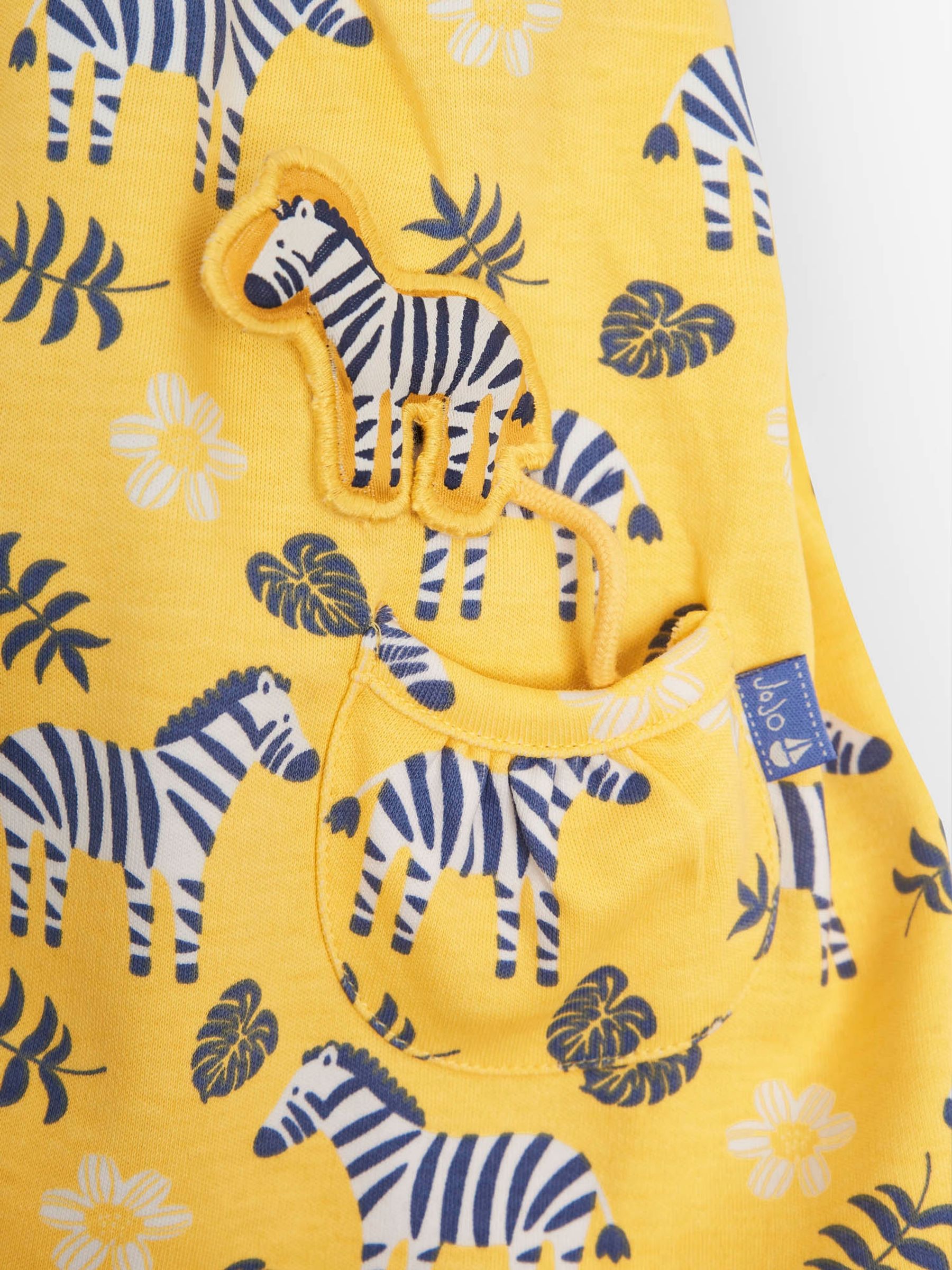 Yellow Girls 2-Piece Zebra Pinafore Dress Set - Image 4 of 4