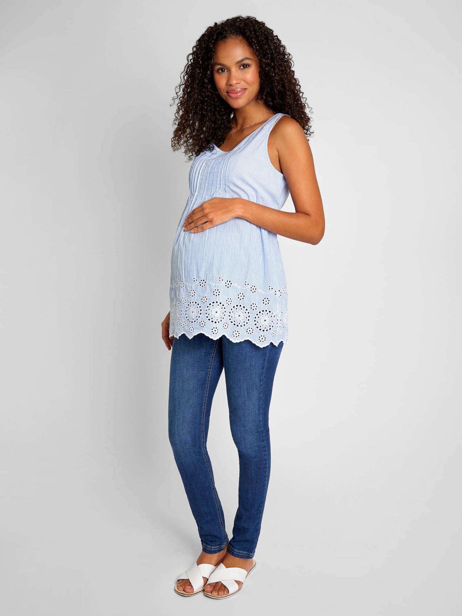 Blue Ticking Stripe Maternity Camisole - Image 3 of 5
