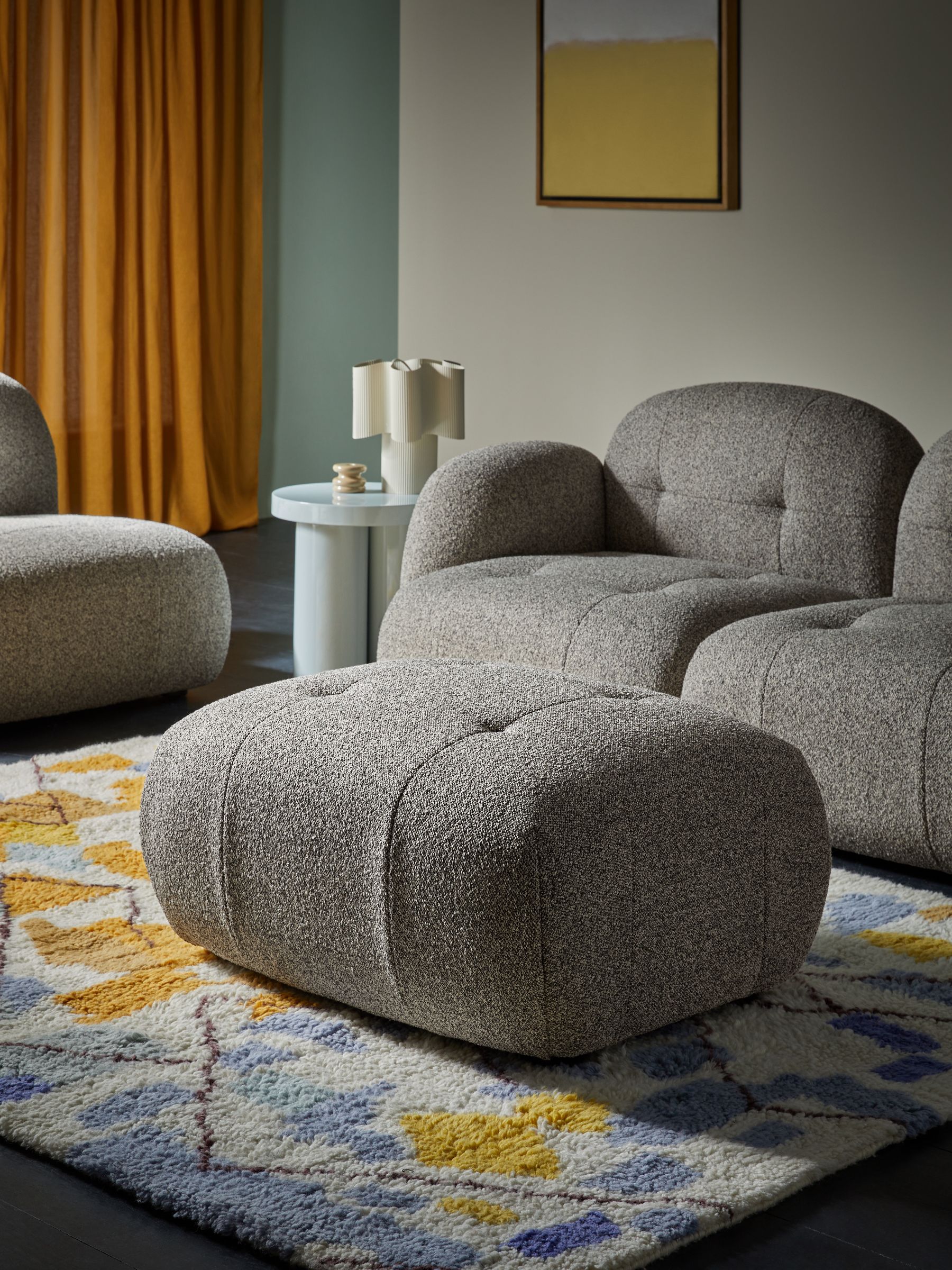 Alban Modular Footstool in Grey Marl Pax Boucle - Image 1 of 6