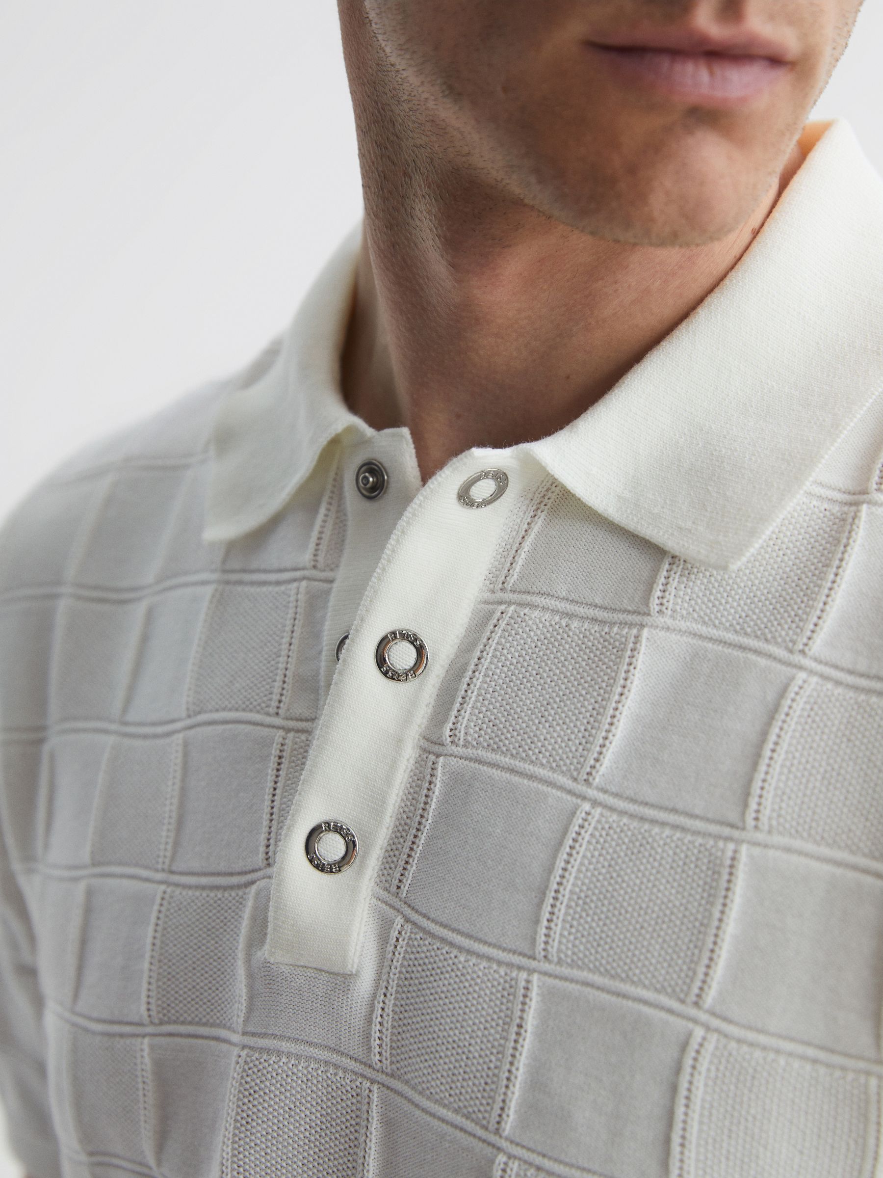 Cotton Press-Stud Polo T-Shirt in White - Image 3 of 4