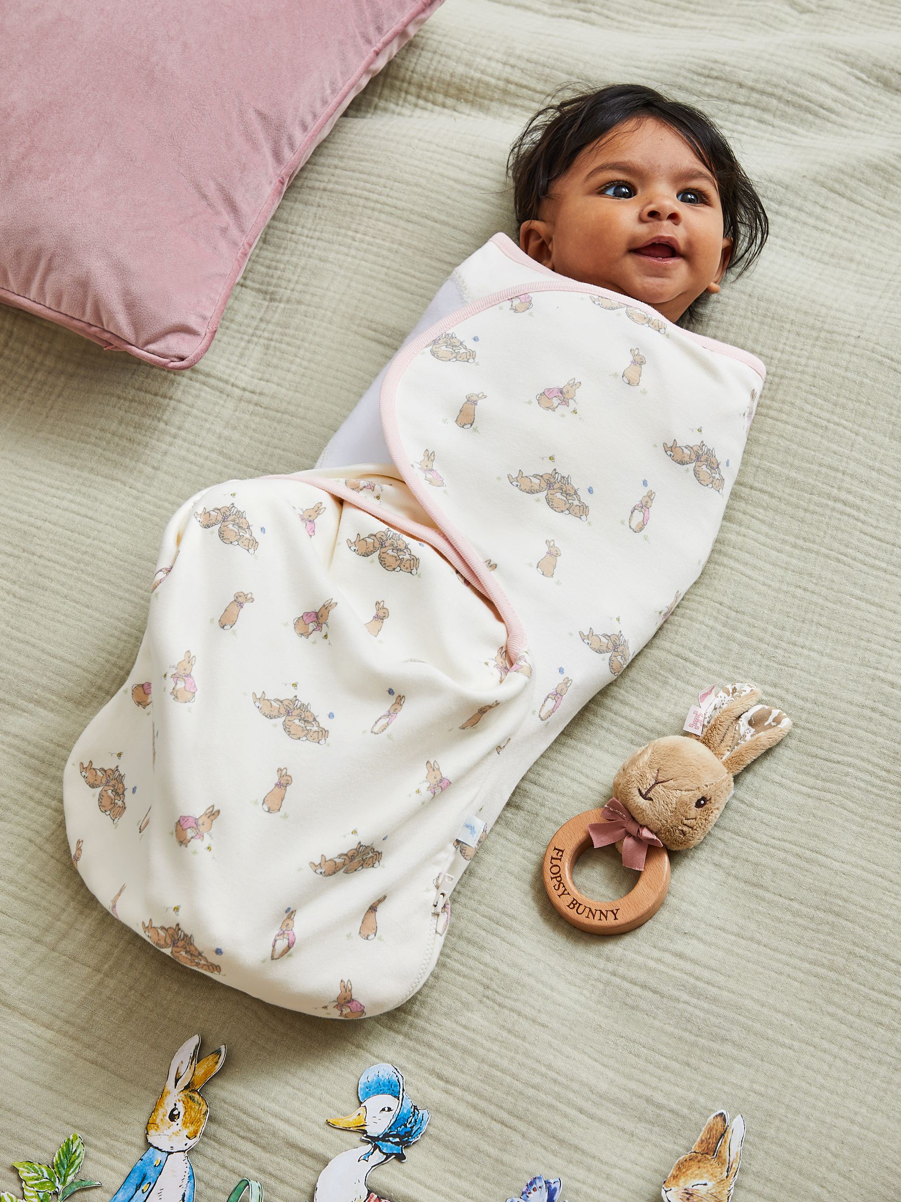 Flopsy Bunny Print Swaddle with Zip - Image 1 of 3
