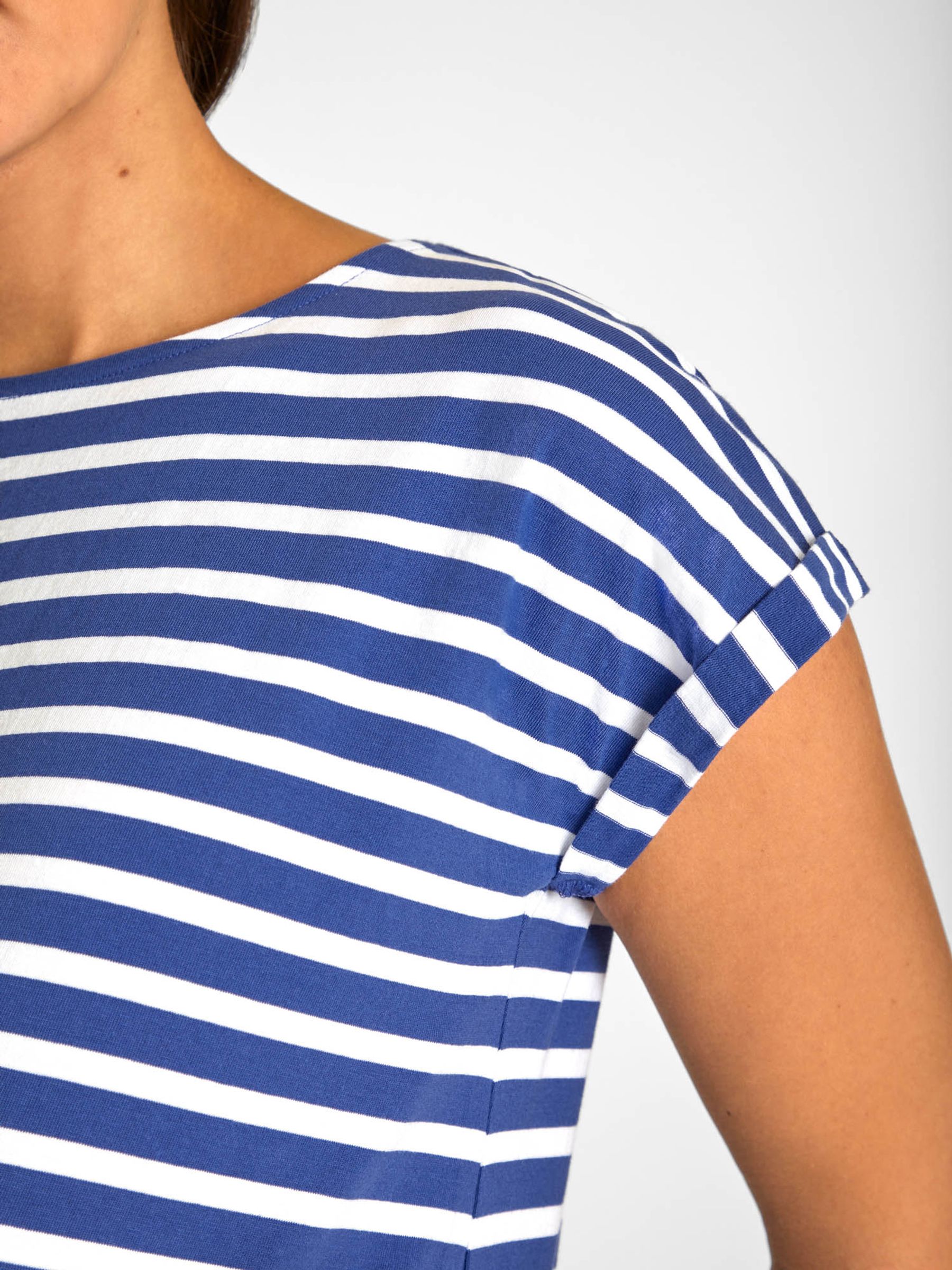Blue White Stripe Boyfriend Cotton Maternity T-Shirt - Image 6 of 6
