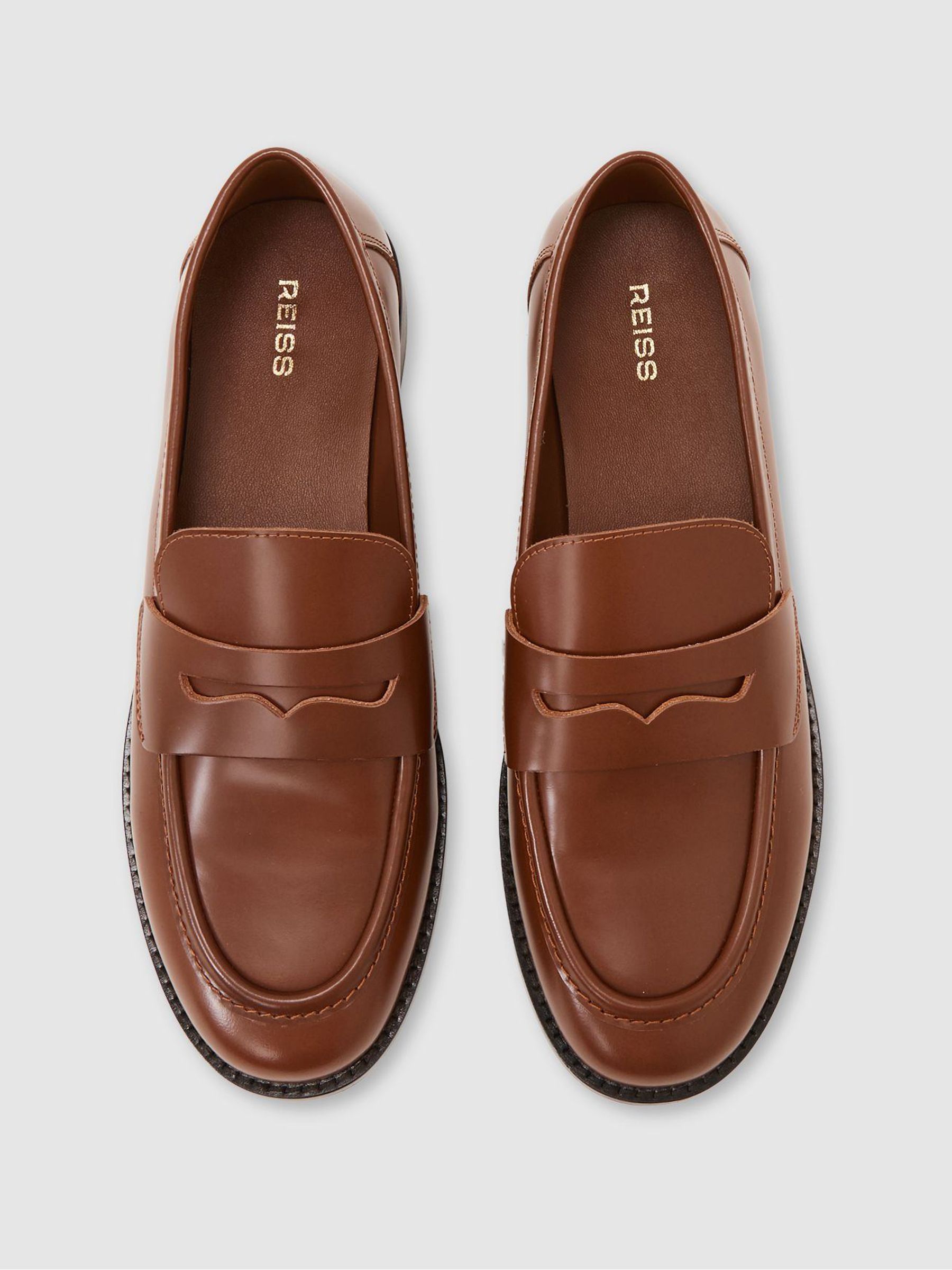 Leather Penny Loafers in Tan - Image 3 of 6