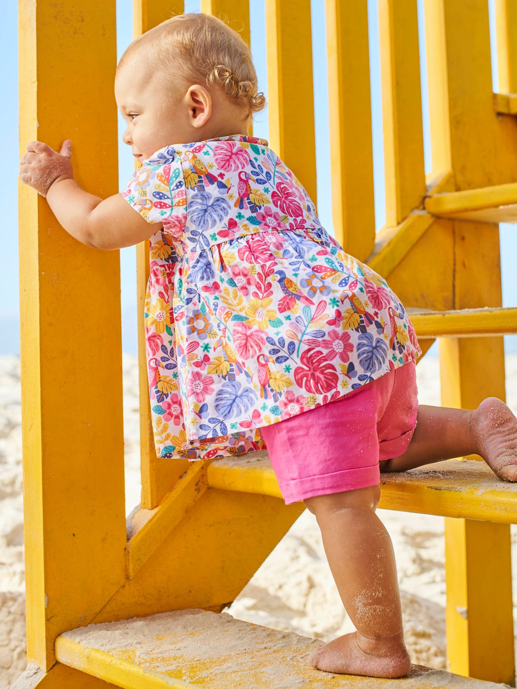 White Girls Tropical Peter Pan Collar Blouse - Image 3 of 4
