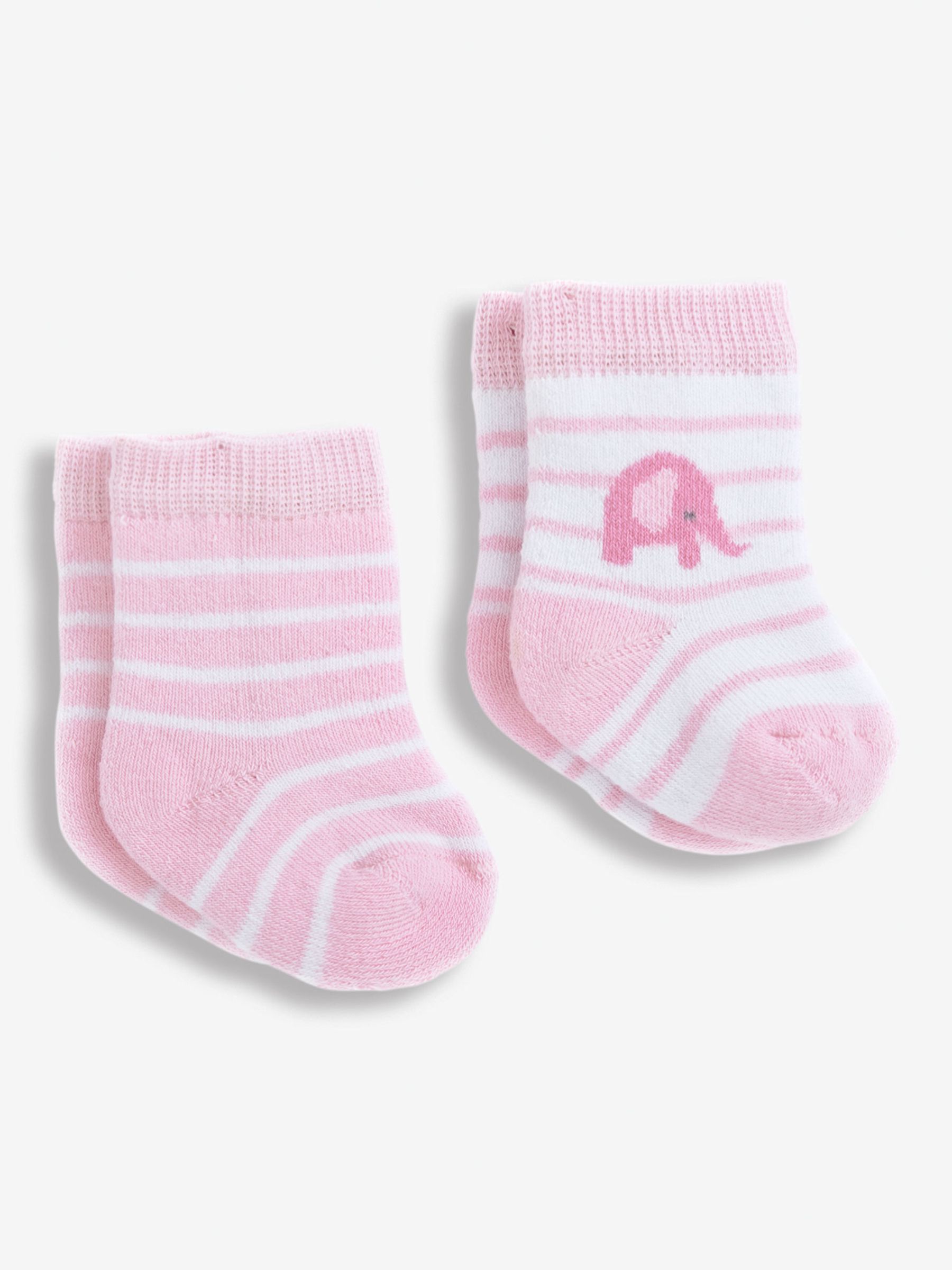 Pink Girls' 2-Pack Stripe Elephant Baby Socks - Image 1 of 1