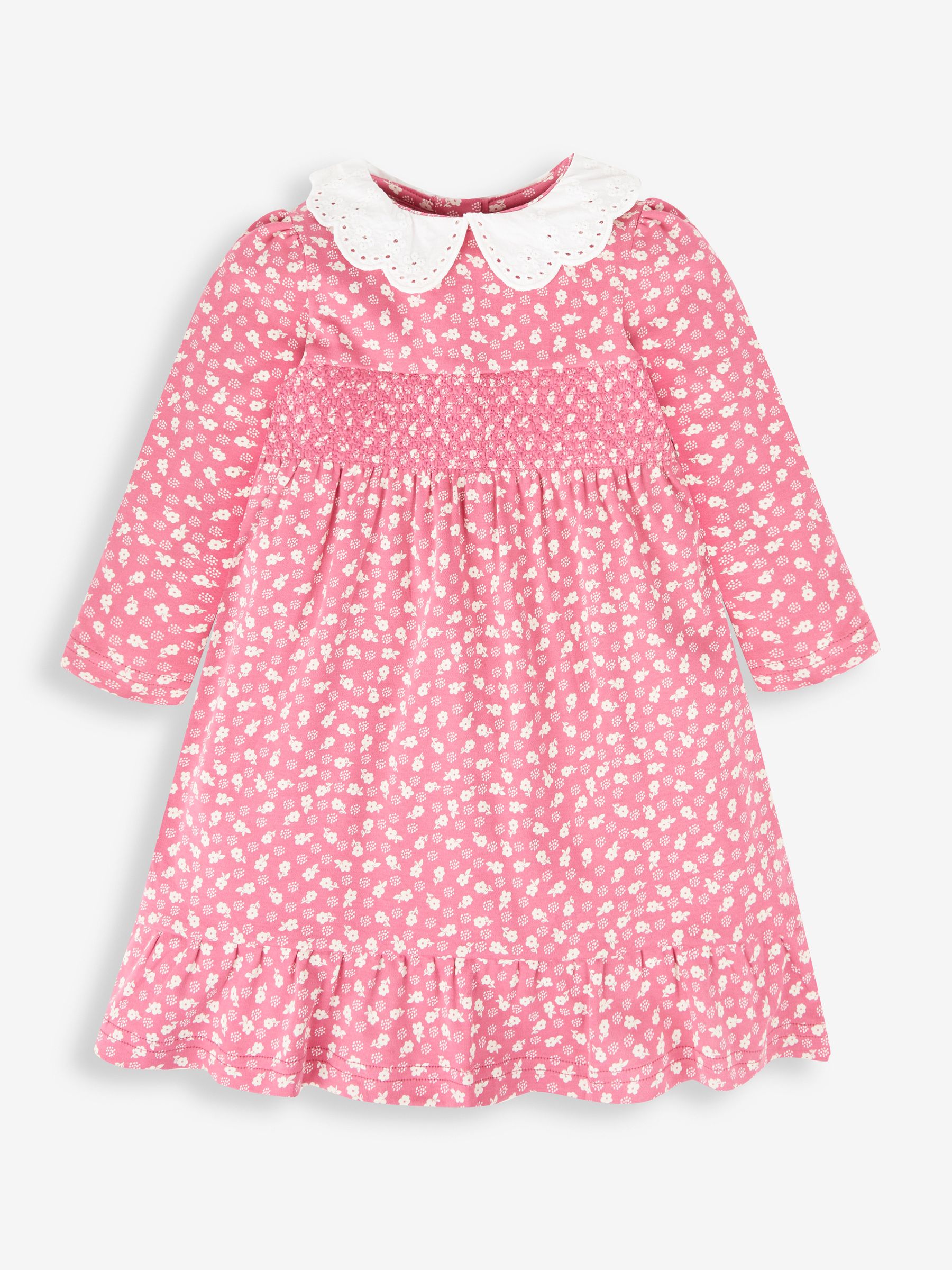 Rose Woodland Floral Smocked Jersey Dress With Broderie Collar - Image 1 of 3
