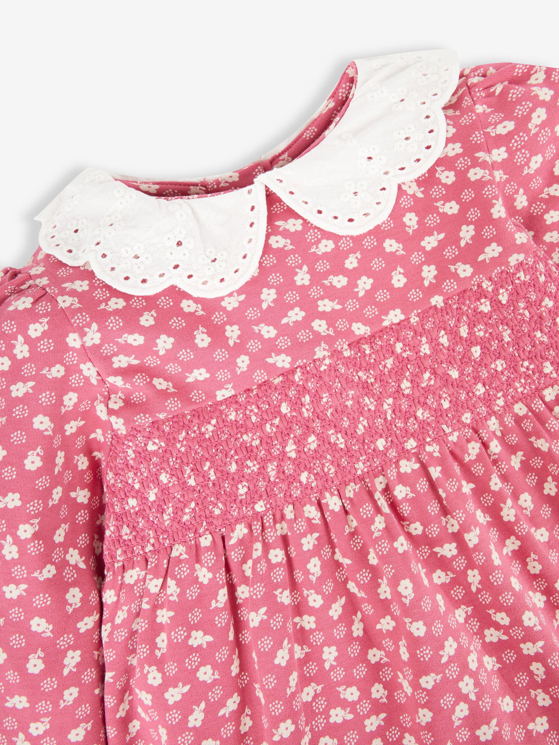 Rose Woodland Floral Smocked Jersey Dress With Broderie Collar - Image 2 of 3