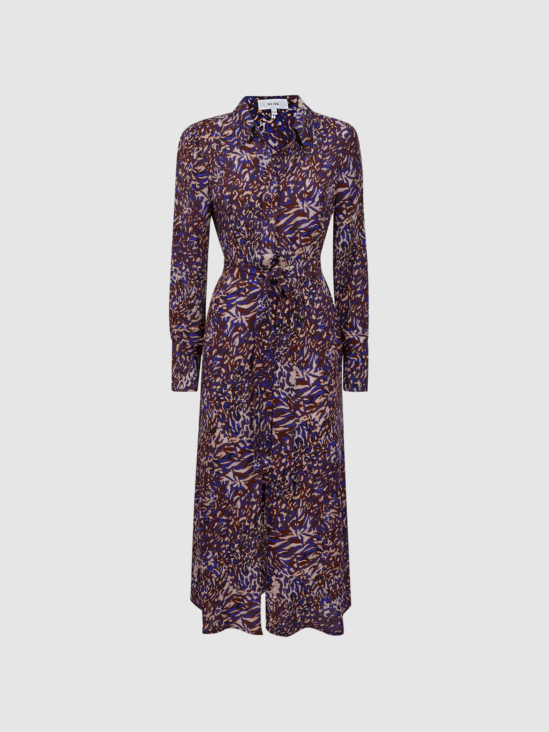 Animal Print Midi Dress in Blue - Image 2 of 5