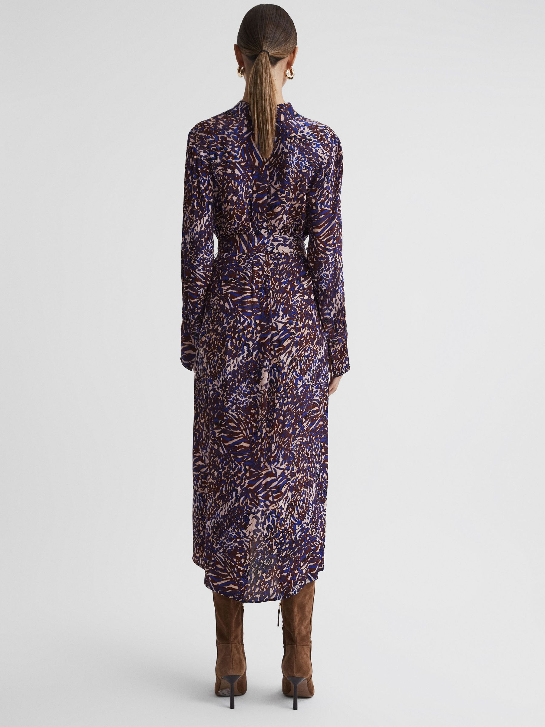 Animal Print Midi Dress in Blue - Image 5 of 5