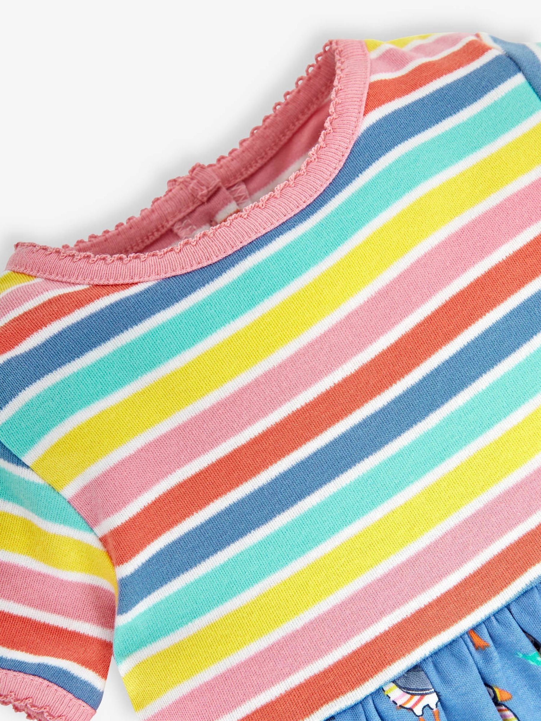 Rainbow Multi Coloured Stripe & Puffin Print With Pet In Pocket Combo Dress - Image 4 of 5