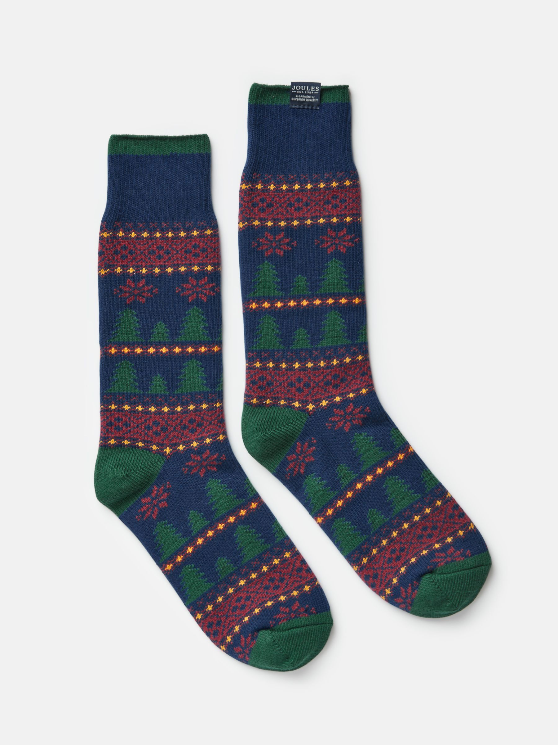 Green/Navy Fairisle Socks - Image 1 of 3 Green/Navy Fairisle Socks - Image 1 of 3