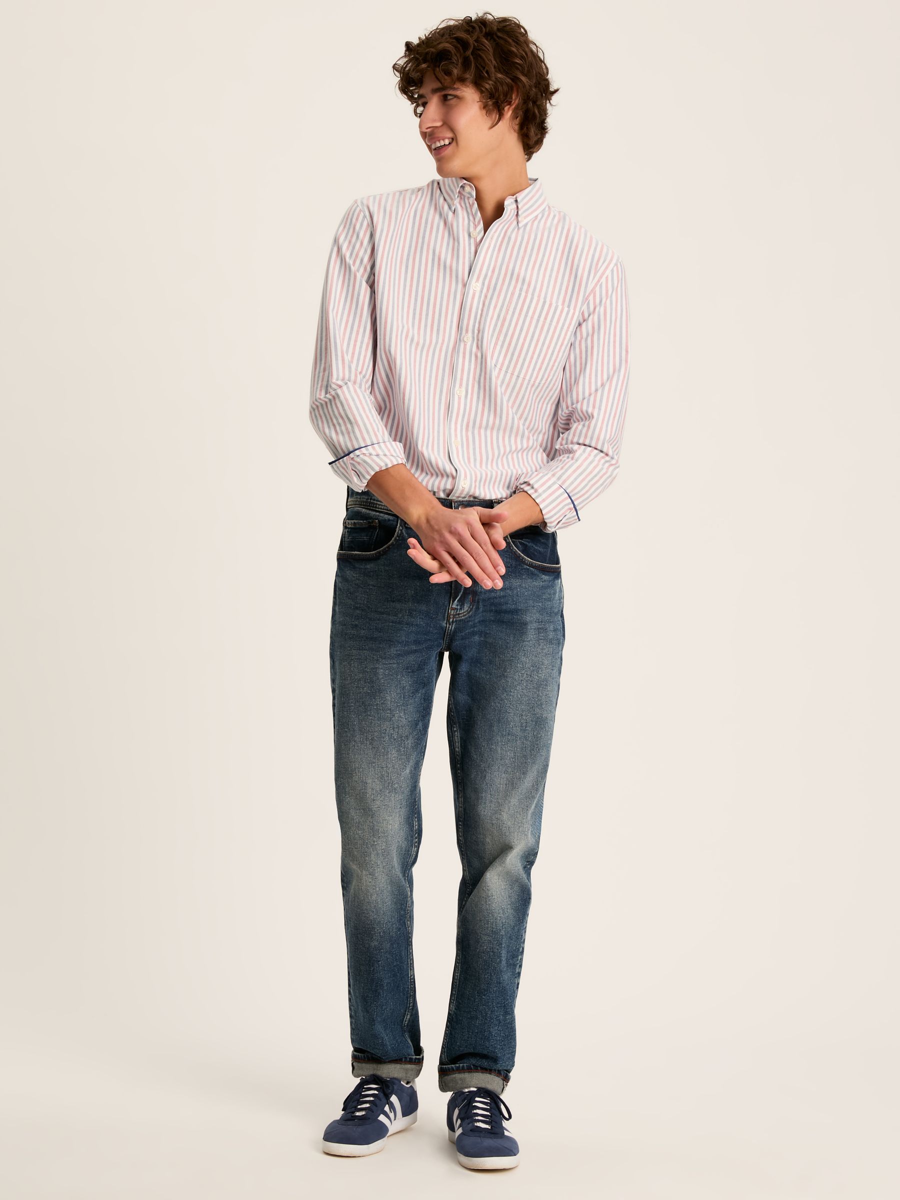 Oxford Red/Blue Striped Classic Fit Shirt - Image 3 of 6