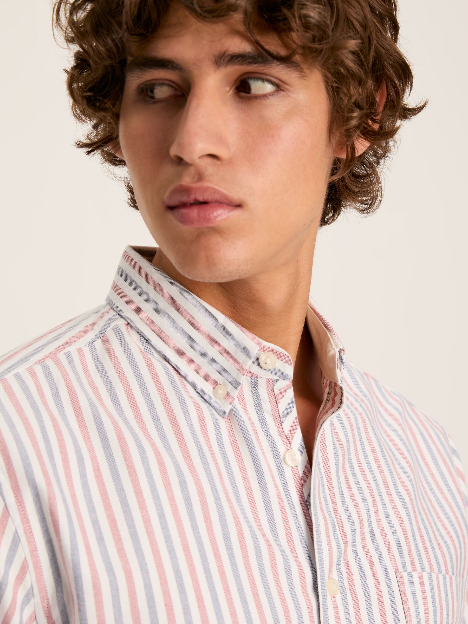 Oxford Red/Blue Striped Classic Fit Shirt - Image 4 of 6