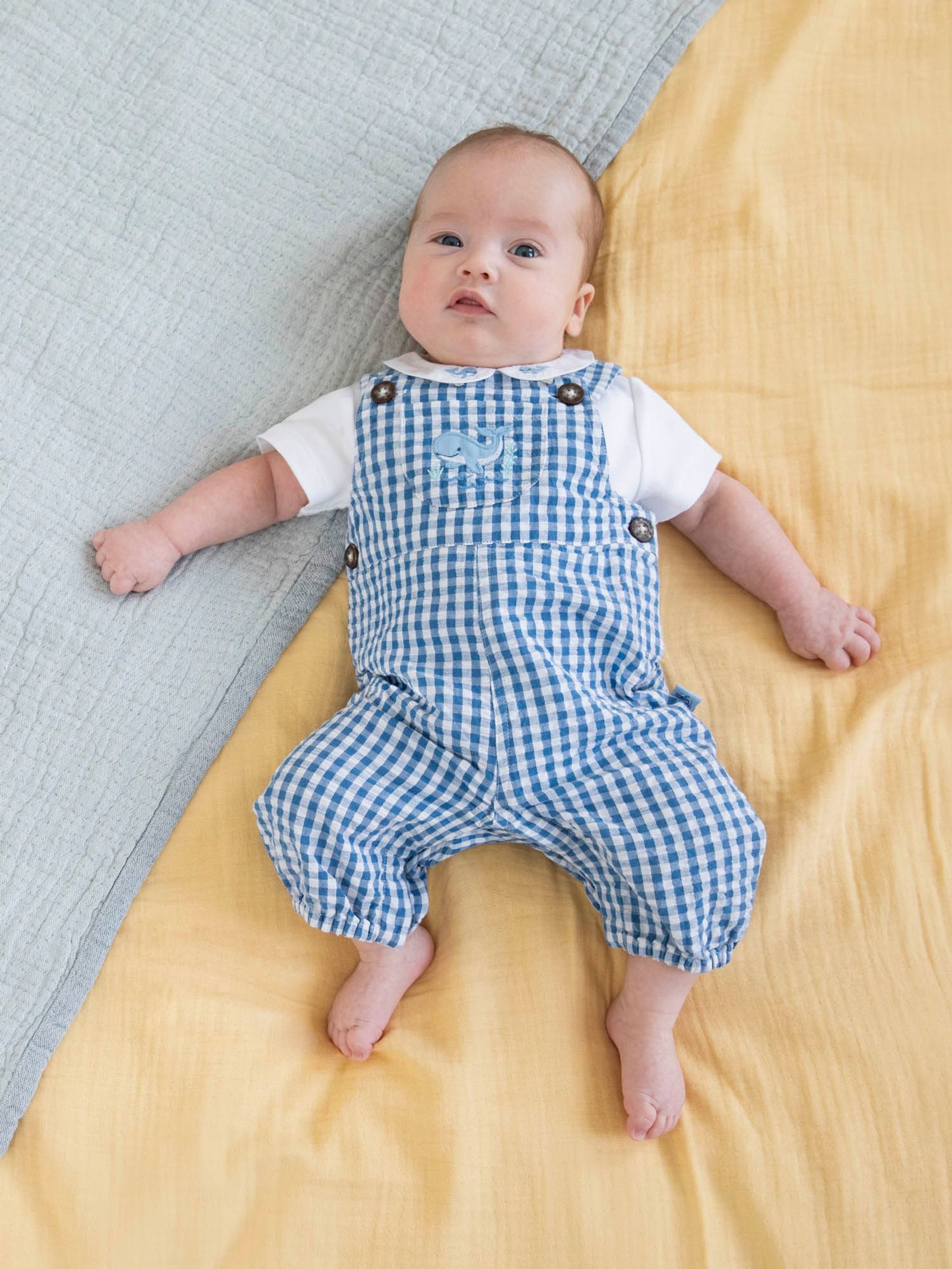 Navy 2-Piece Whale Embroidered Dungarees & Body Set - Image 1 of 4