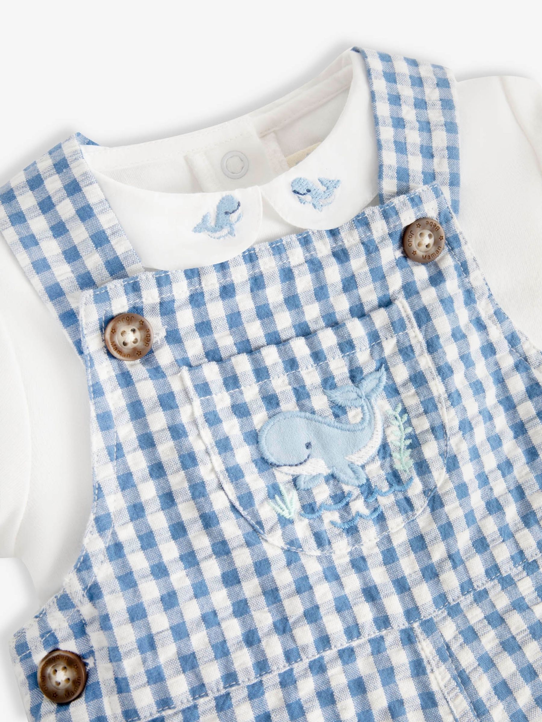 Navy 2-Piece Whale Embroidered Dungarees & Body Set - Image 4 of 4