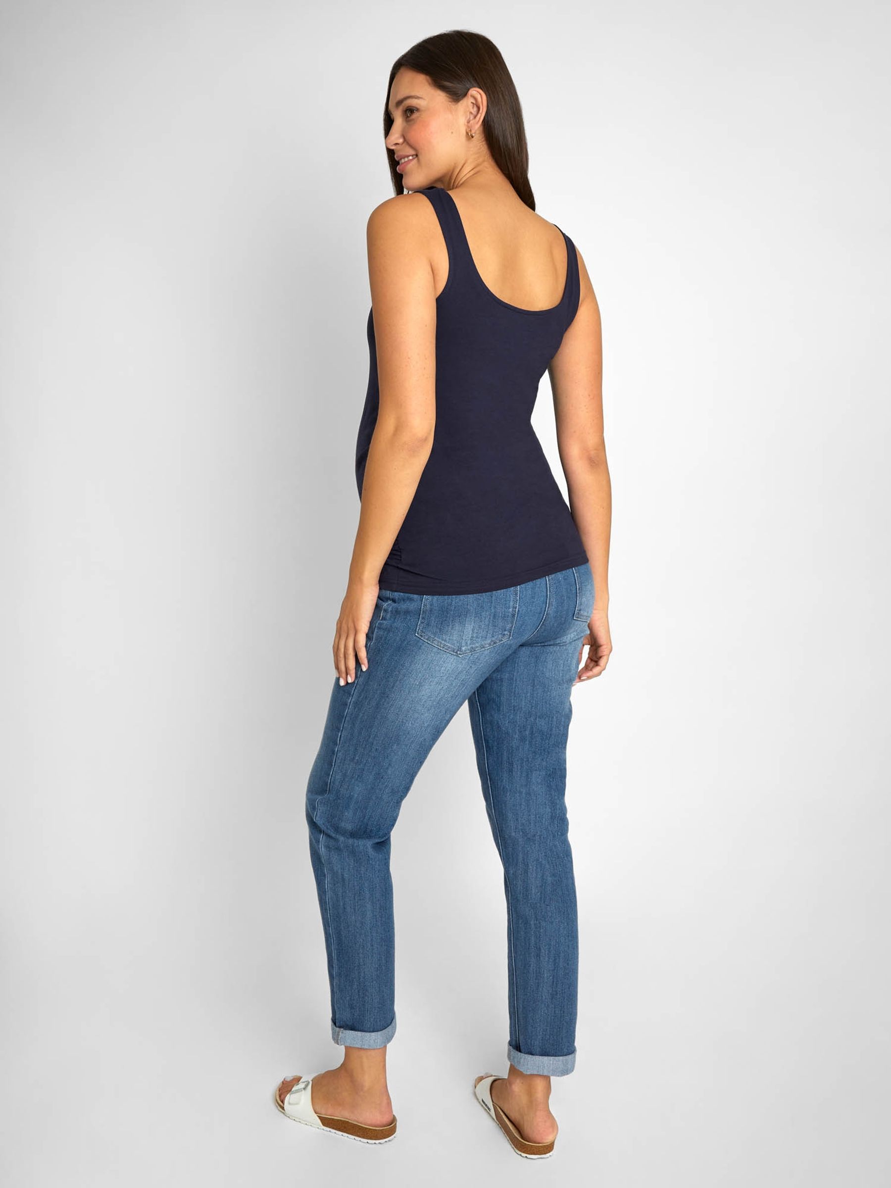 Navy Blue & White Navy Blue Stripe 2-Pack Ruched Maternity Vest Tops - Image 3 of 9