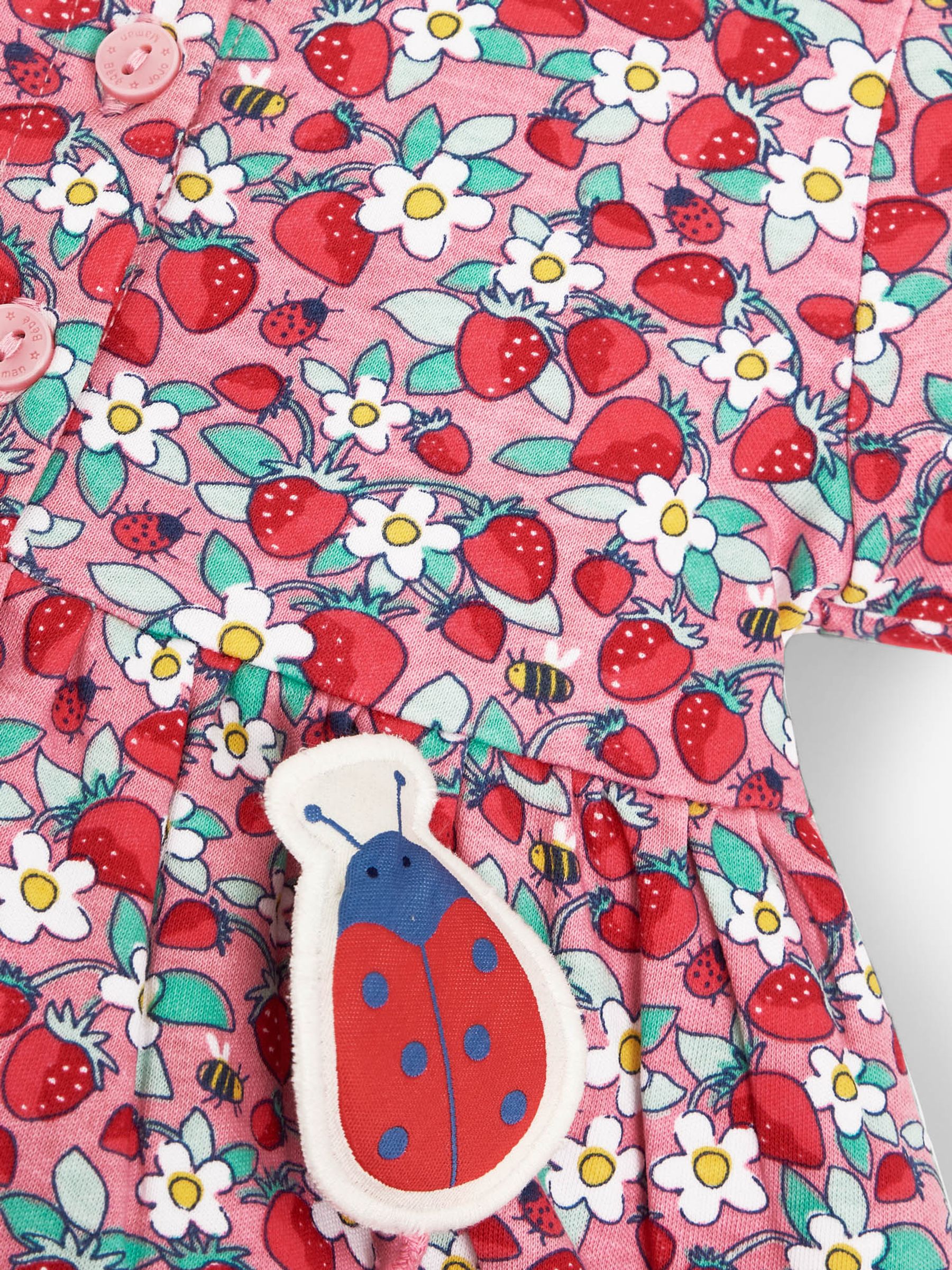 Pink Girls Pretty Strawberry Print Pet in Pocket Dress - Image 7 of 7